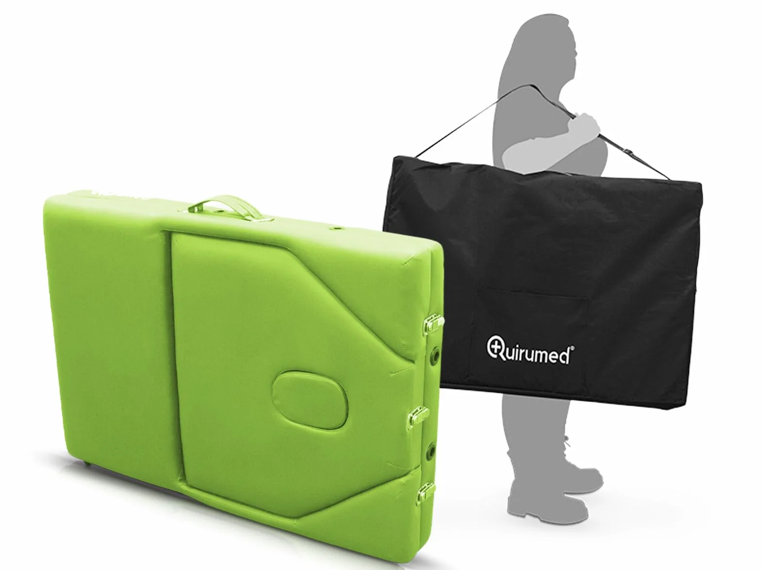 QUIRUMED Camilla de Masaje Plegable Aluminio Elite 186x66 cm Verde Polipiel