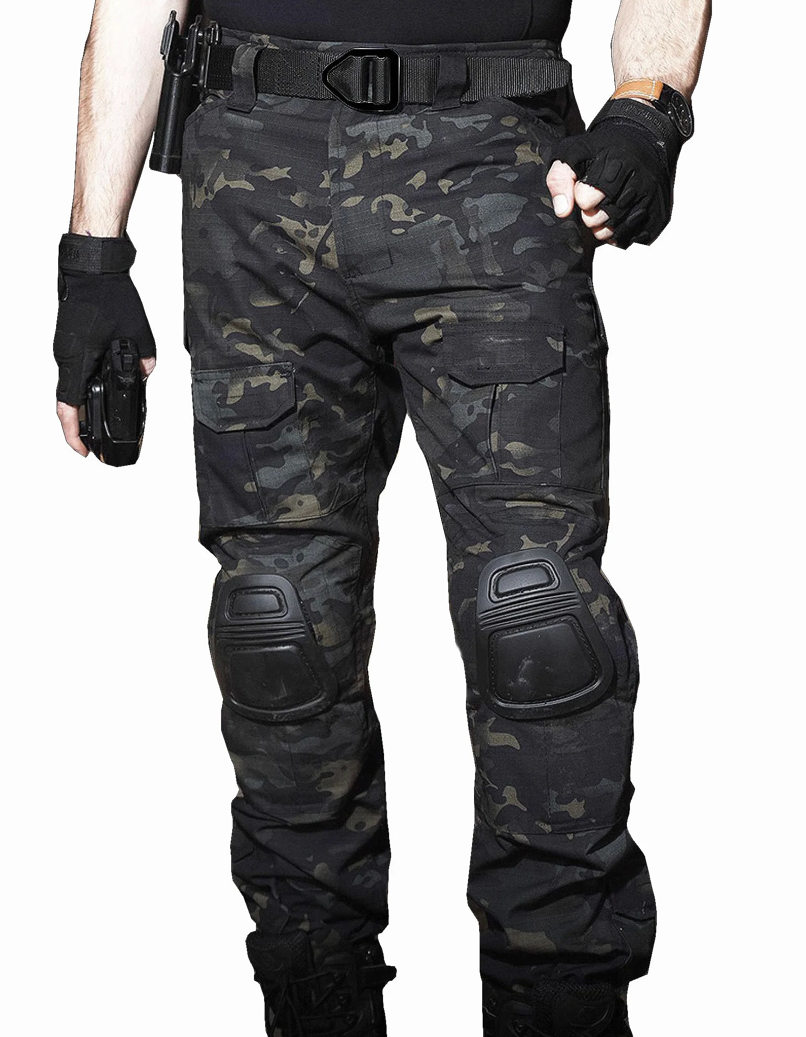 Pantalones Tácticos Airsoft Multibolsillo Duty Paints Paintball Caza Pesca con Rodilleras