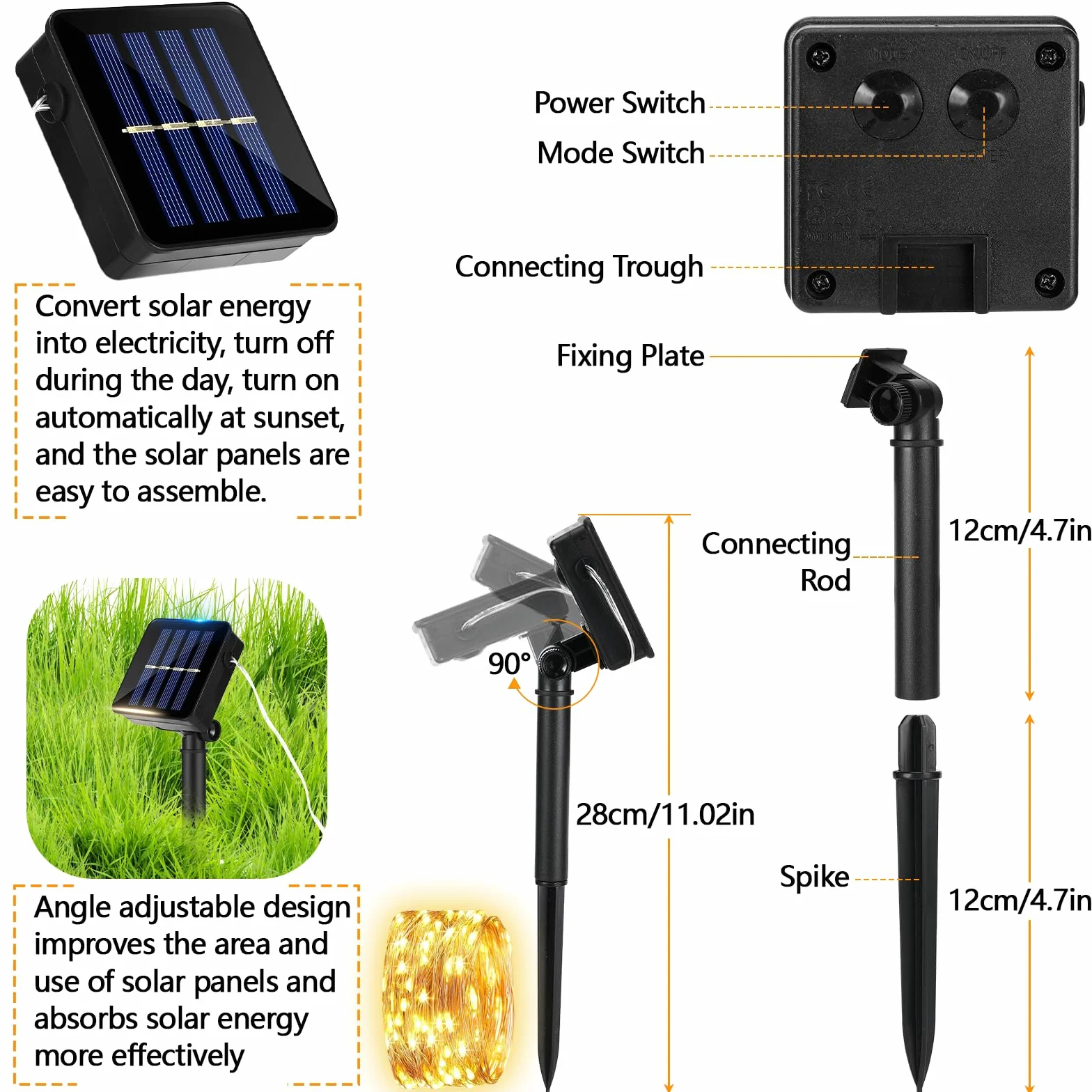 Guirnalda Luces Exterior Solar, 2 Pack Luces Solares LED 12m 120 LED IP65 Impermeable para Navidad