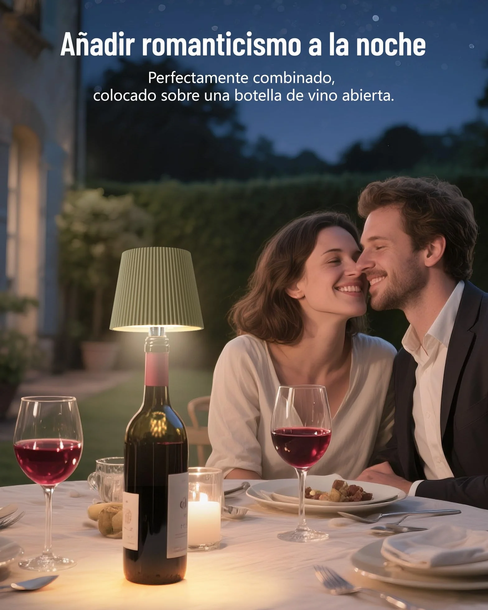 Lámpara Botella LED Blanca Recargable USB-C IP54 3 Tonos Regulables sin Cable
