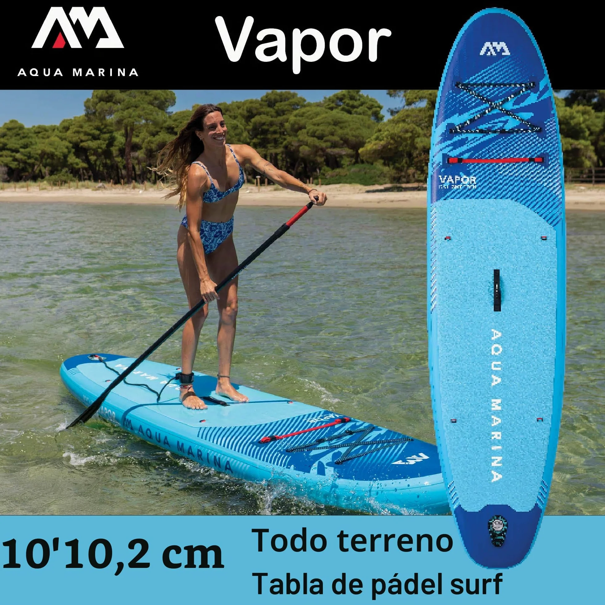 Aqua Marina Vapor - Paquete de Tabla de Remo Inflable de 10 pies 4 Pulgadas