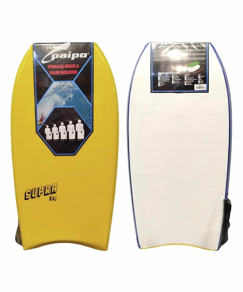 Paipo Bodyboard Deck Tabla Yellow/White 38