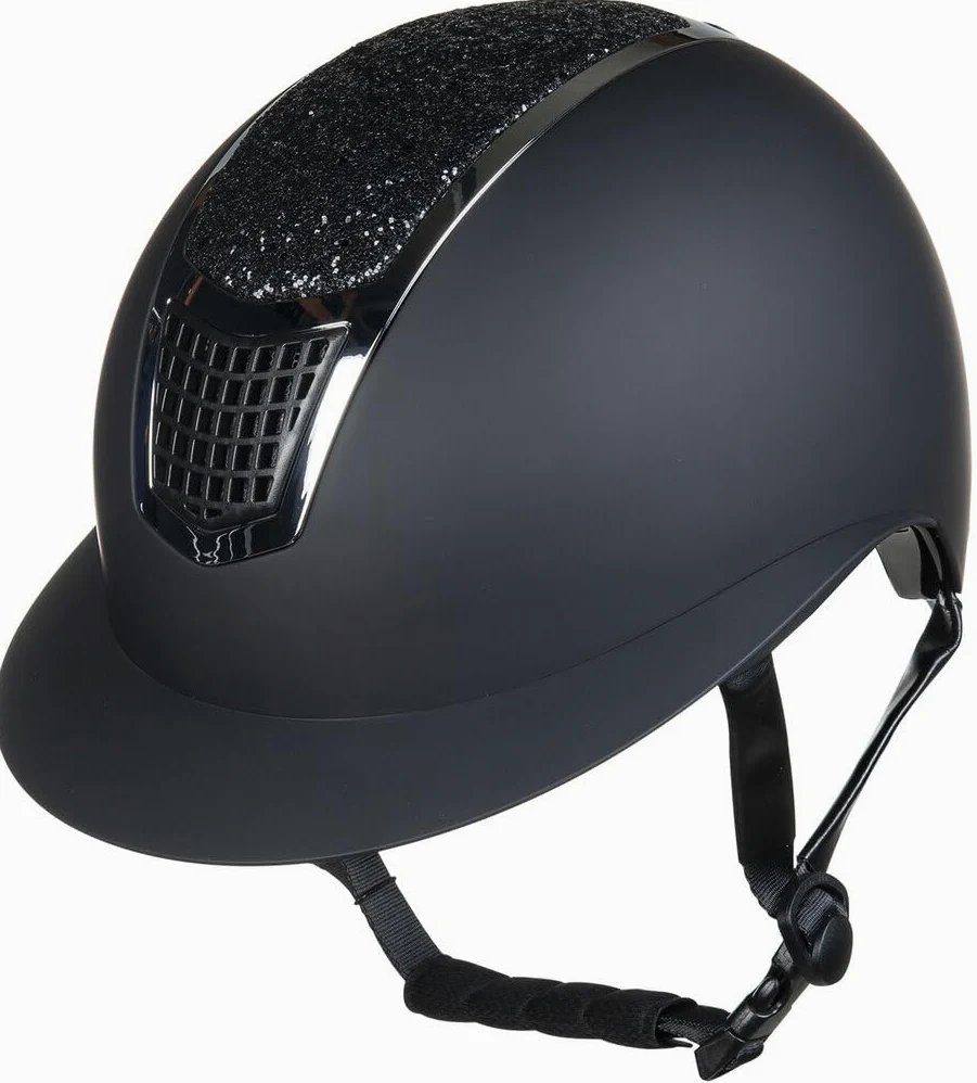 HKM Glamour Shield Casco de Montar para Mujer Negro/Plateado 56-58 cm
