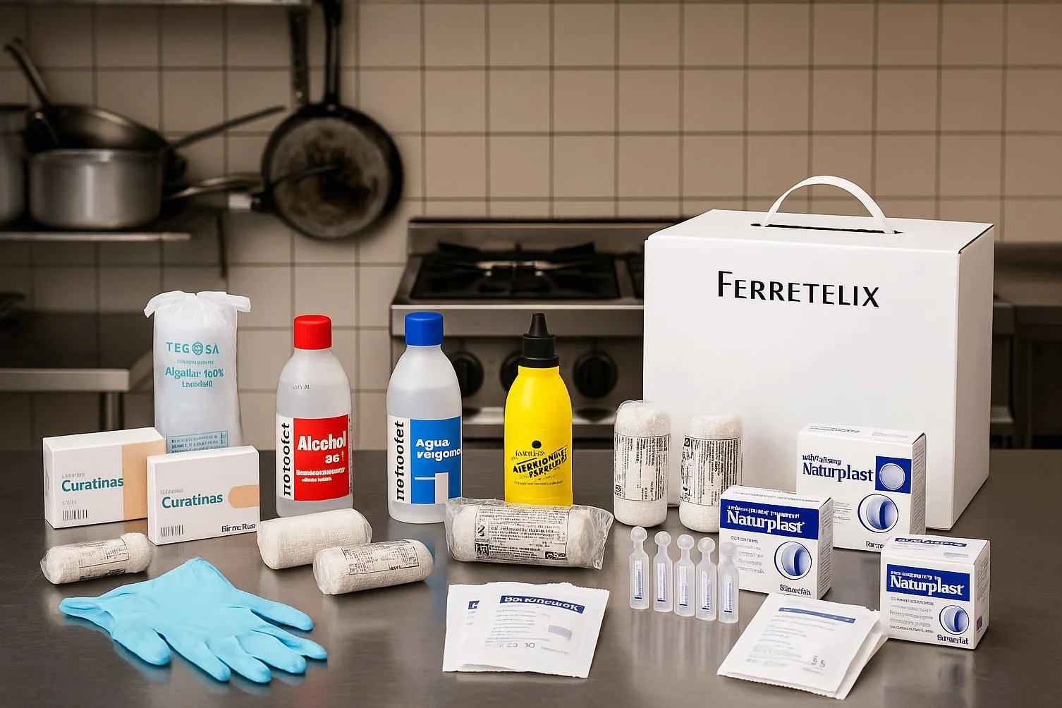 FERRETELIX® Kit de Reposición para Botiquín de Primeros Auxilios Homologado CE Fabricado en España