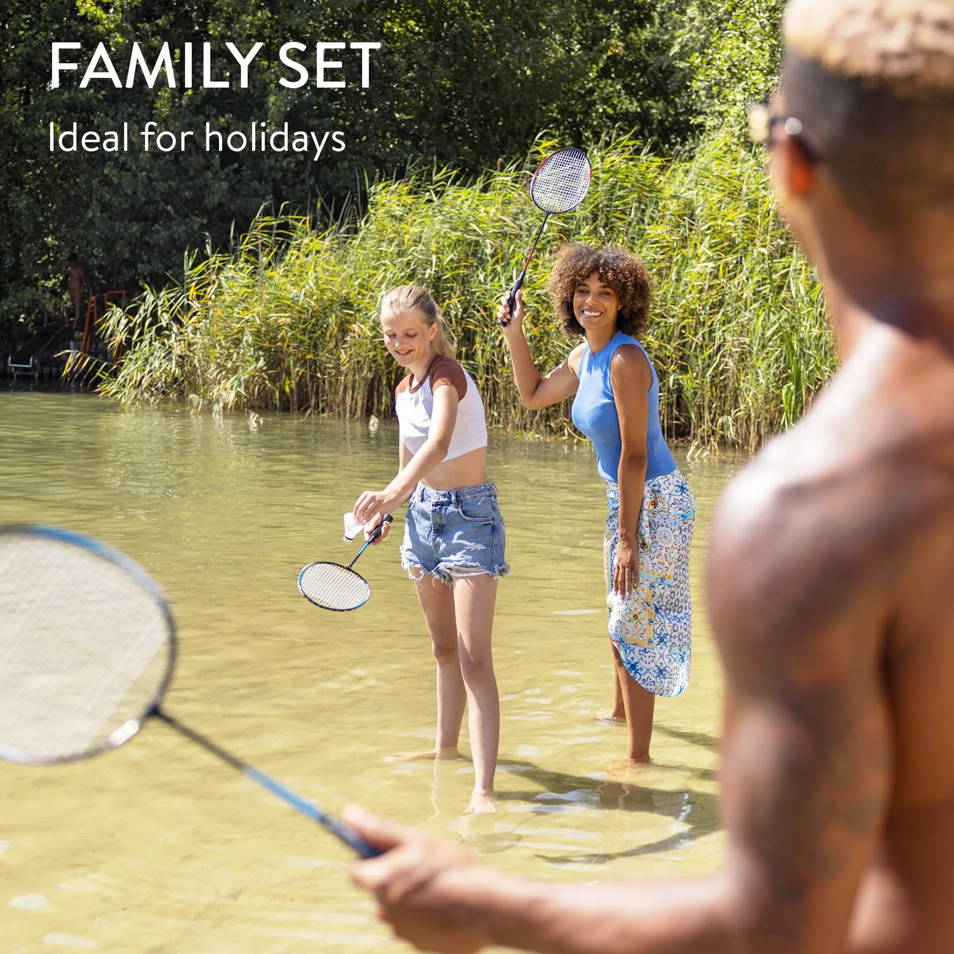Set de Bádminton Familiar - 4 Raquetas de Bádminton, 3 Pelotas y 1 Bolso Deportivo, Bádminton Set Ideal para Toda la Familia