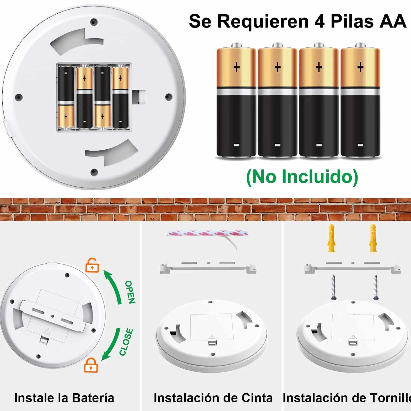 Lampara de Techo a Pilas con Sensor de Movimiento 6000K Plafon LED 210LM Blanco Frio