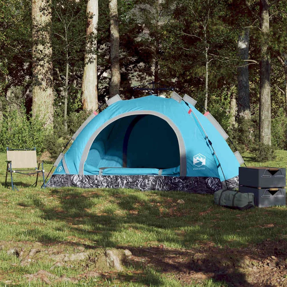 Tienda de campaña para personas con cúpula verde con sistema de liberación rápida, tienda de campaña impermeable, ultraligera con mosquitera, resistente al viento, para camping, festivales y
