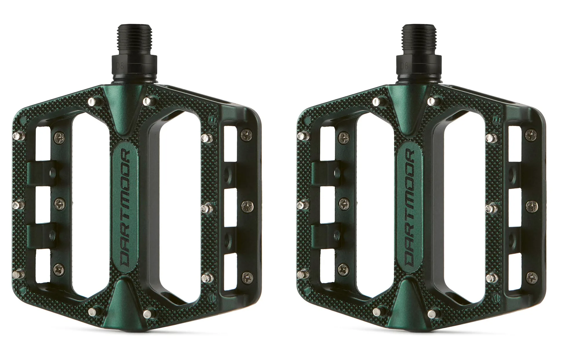 DARTMOOR Stream - Pedales Planos de Aluminio para Bicicleta de montaña, Unisex, Color Verde, 90 x 95 mm