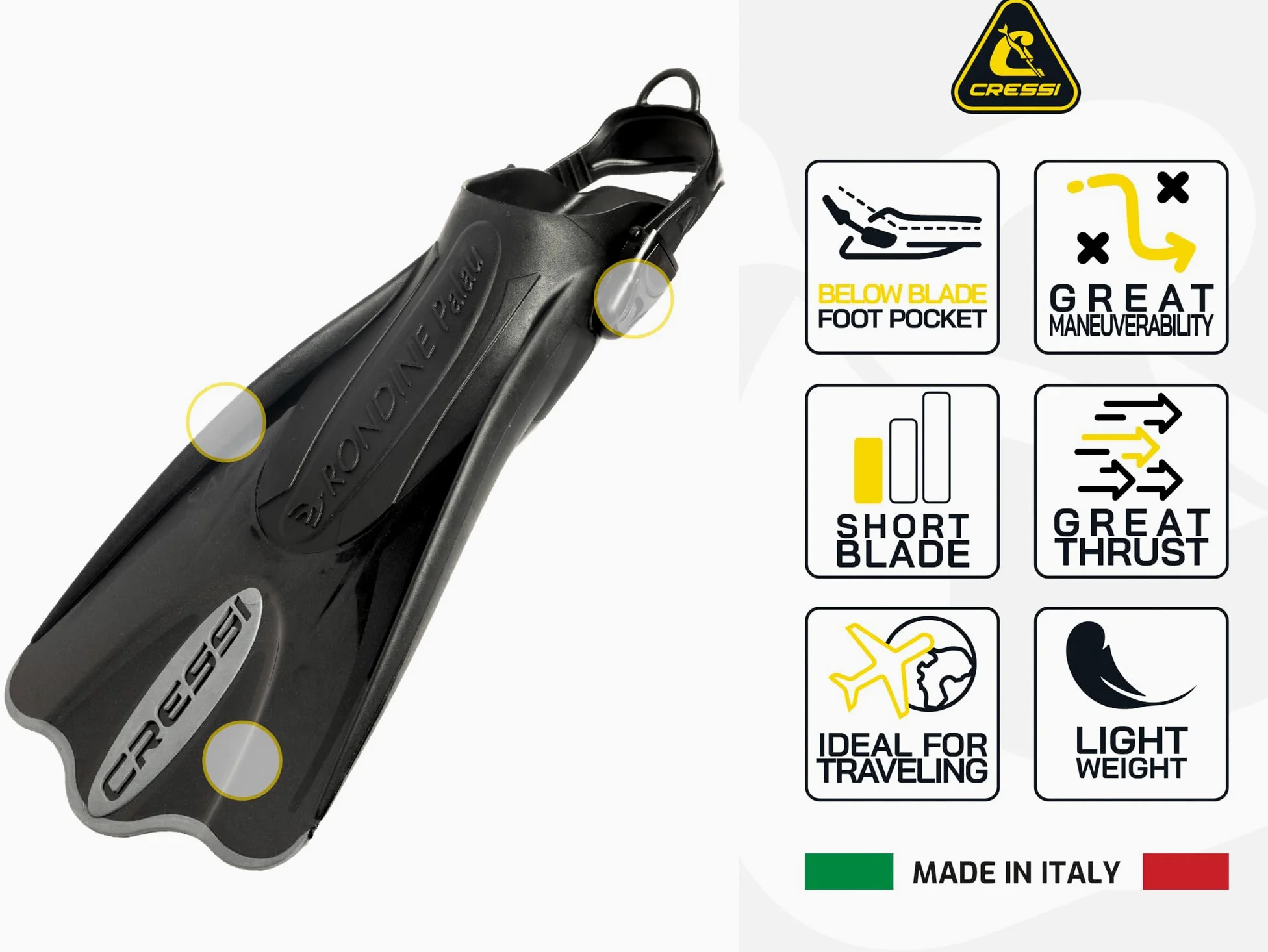 Cressi Juego de esnórquel de viaje ligero para toda la familia | Palau SAF Set fabricado en Italia