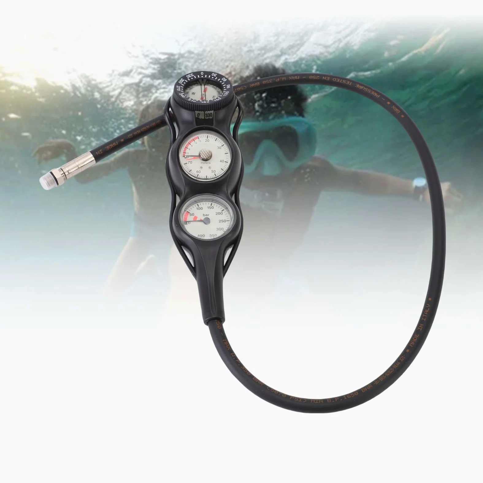 Consola de Buceo de Calibre 3 con Medición de Alta Precisión y Pantalla Clara para Aventuras de Buceo - TPR, 1 Unidad