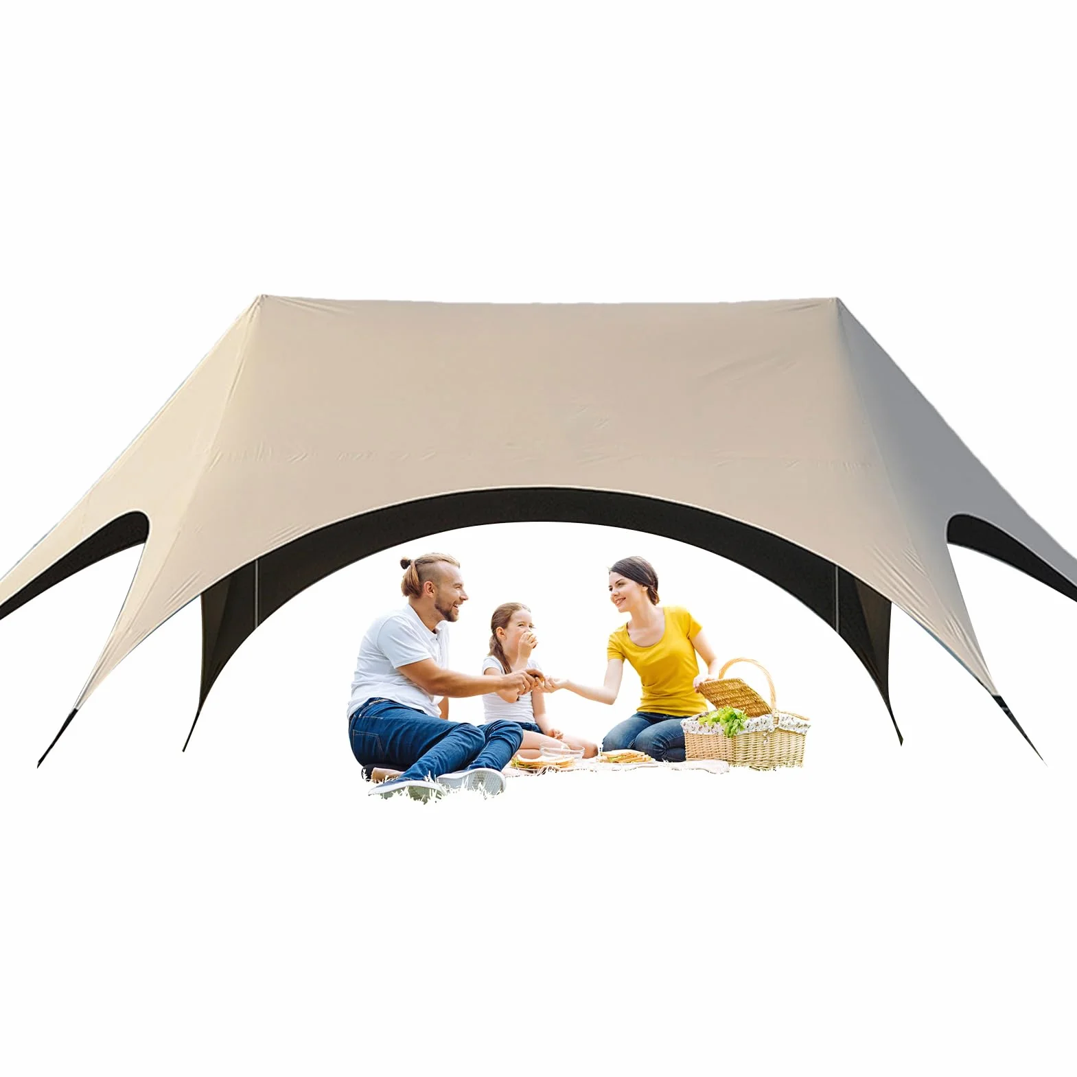Toldo Exterior, Sombra Rápida para Camping, Estructura Resistente con Protección Solar para Barbacoa Boda Jardín Picnic Piscina Césped Terraza Porche