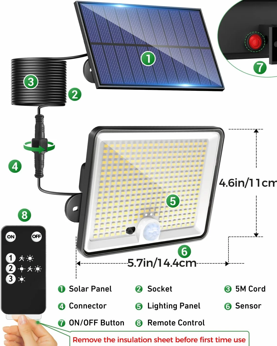 LOTMOS 2 Paquete Luz Solar Exterior Jardin, 342LED, Mando a Distancia, Sensor Movimiento, IP65 Impermeable
