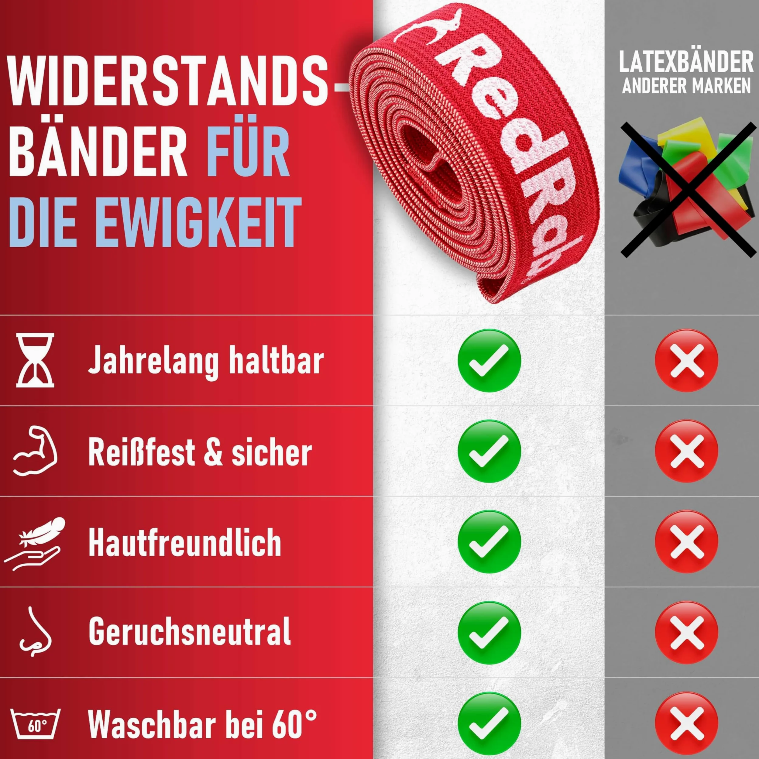 Red Rab Bandas de fitness prémium para el desarrollo muscular,Bandas de resistencia,Juego de bandas de resistencia para el hogar,Terra Band,Banda de resistencia