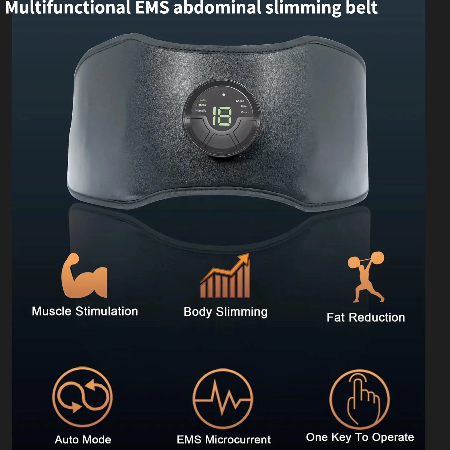 Cinturón EMS para abdominales y core | 6 modos, 18 niveles de intensidad, cinturón tonificador abdominal ajustable de 118 cm | Equipo de fitness para el hogar recargable por USB para mujeres y hombres