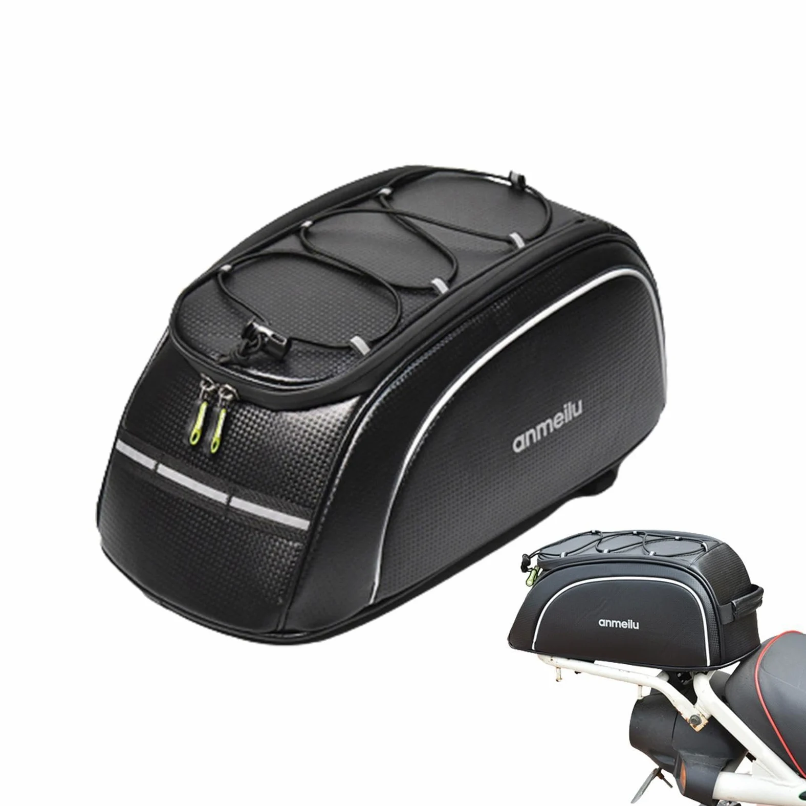 Bolsa trasera para portabicicletas Paquete de baúl de 8L para bicicleta | Bolsas de viaje para bicicletas resistentes al agua con tira reflectante Accesorio de ciclismo para motocicletas