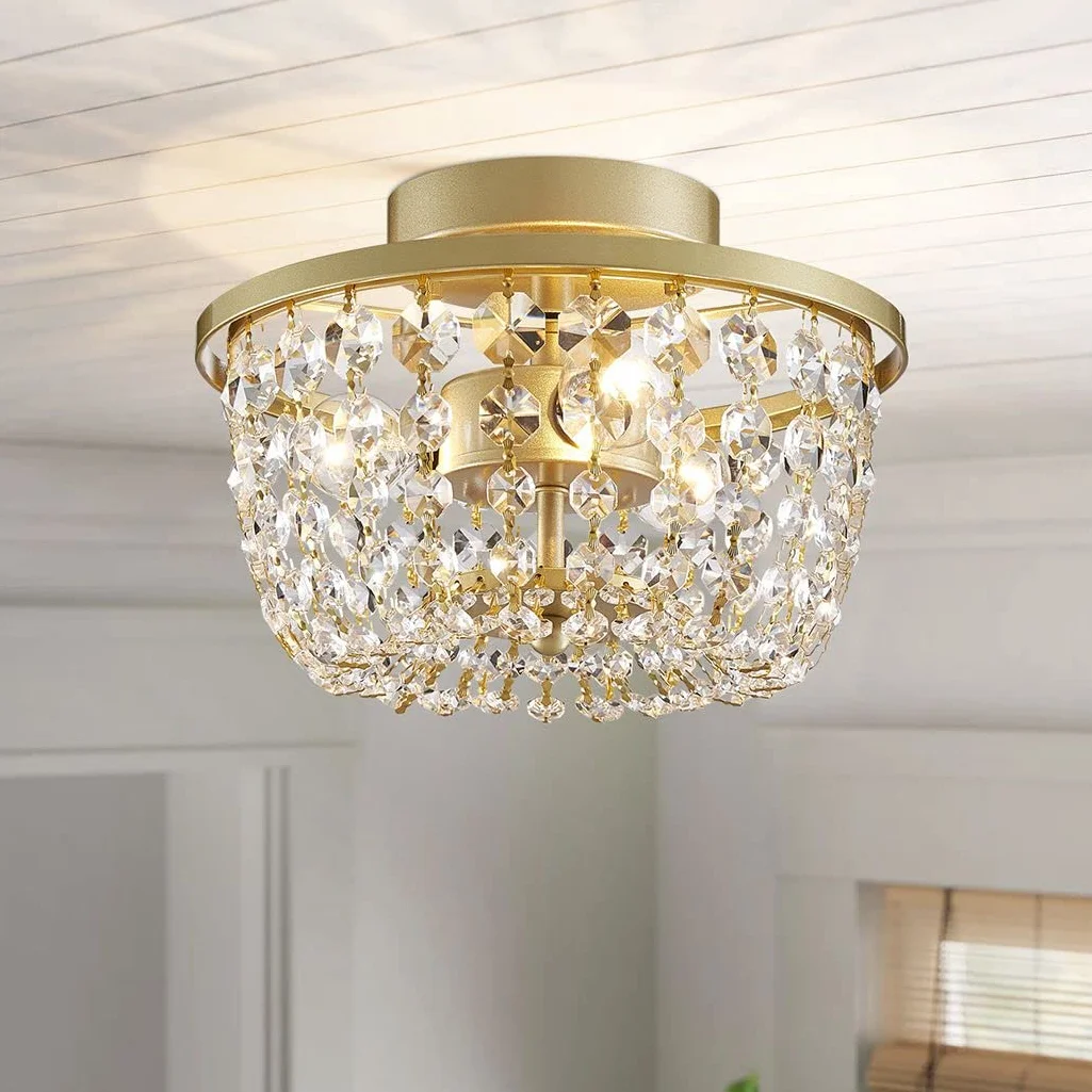 Araña de cristal semi-empotrado lámpara de techo moderna G9 19.3cm 25cm oro