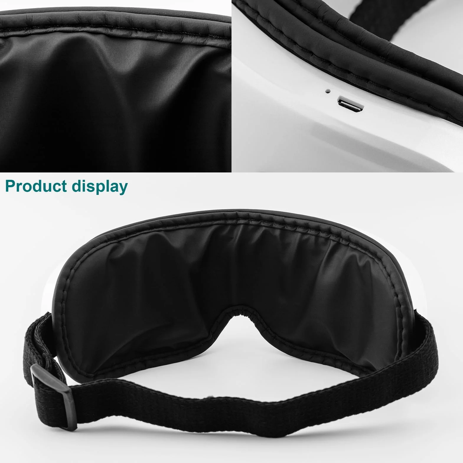 Masajeador de ojos con compresión térmica, vibración y música Bluetooth, recargable, 5 modos