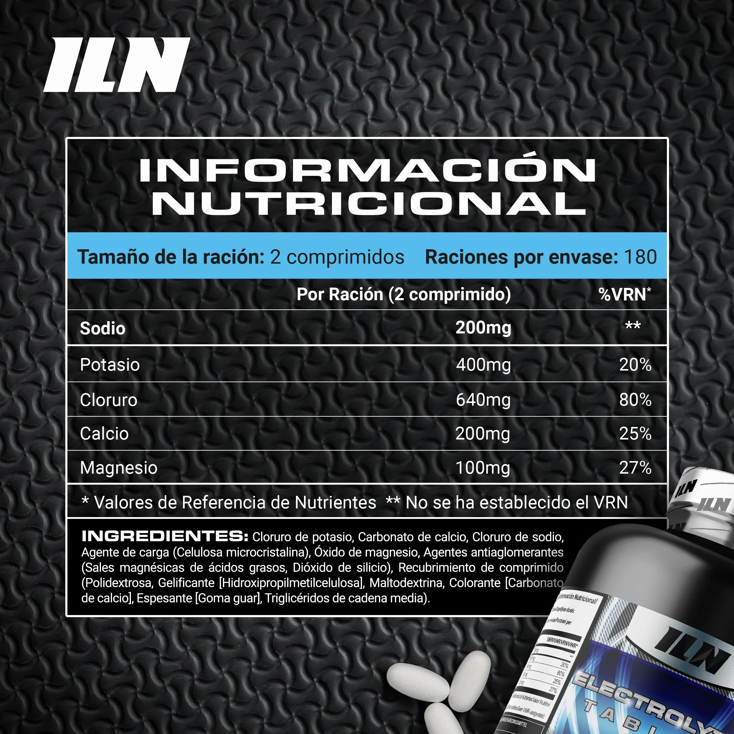Electrolitos sin azucar 360 comprimidos Complejo 1500 mg Vegano apto keto