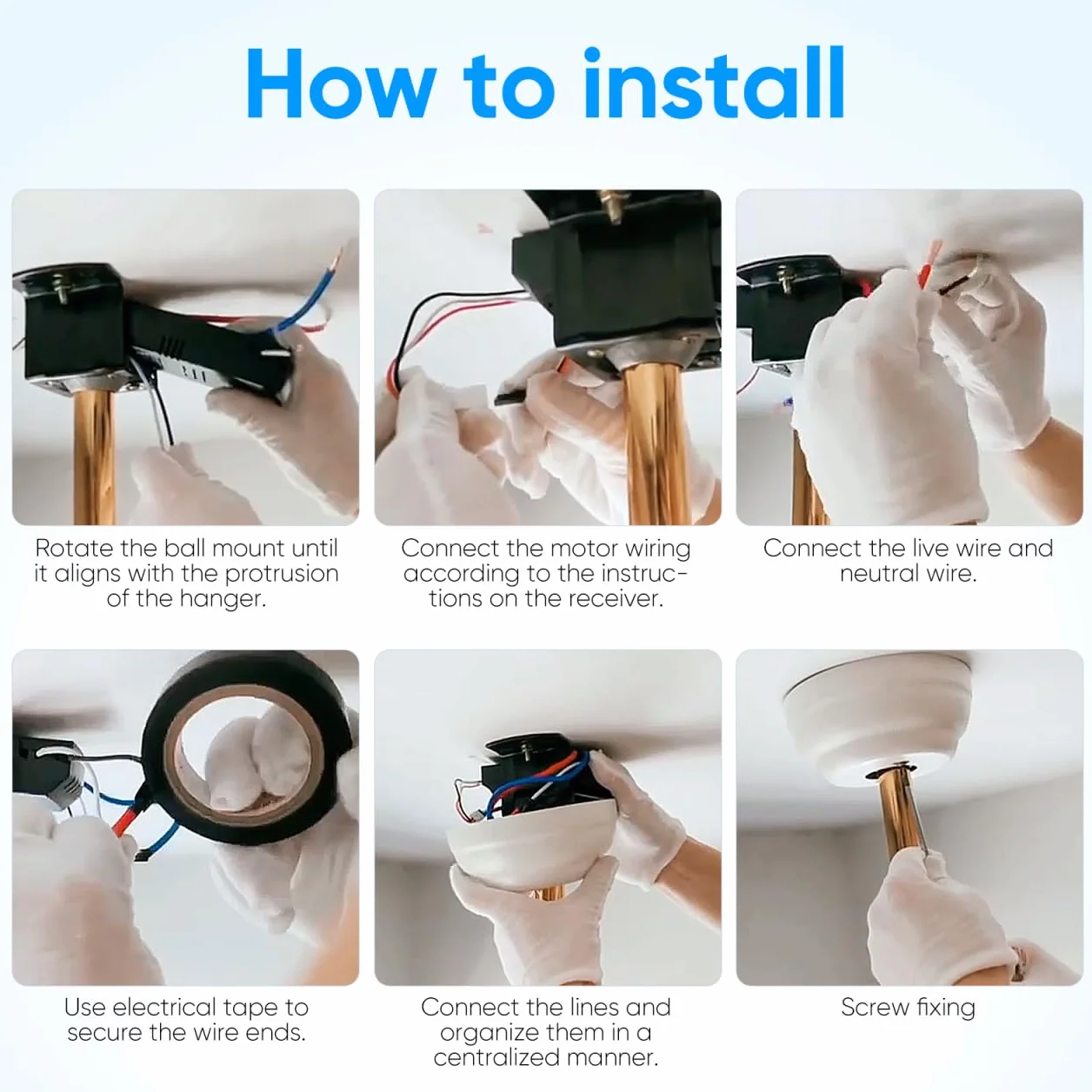 HOMSFOU Controlador de Ventilador de Techo Inalámbrico Motor DC Variable Compatible Luces