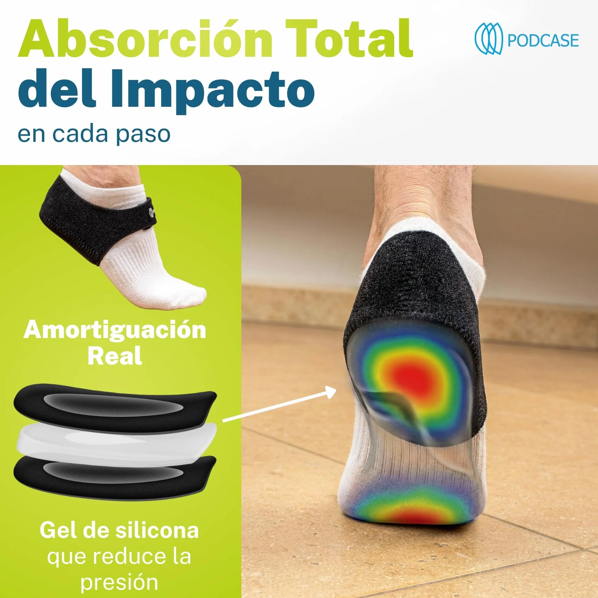 Taloneras Fascitis Plantar Silicona Mujer Hombre Plantillas Zapatos Cierre Ajustable Antideslizantes Alivio