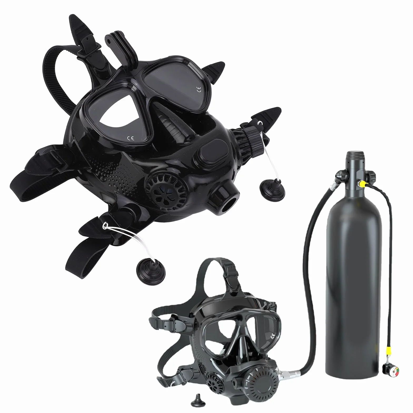 Máscara de Buceo de Cara Completa para Adultos - Gafas de Snorkel a Prueba de Niebla y Fugas con Vista Panorámica de 180° - de Silicona con Soporte