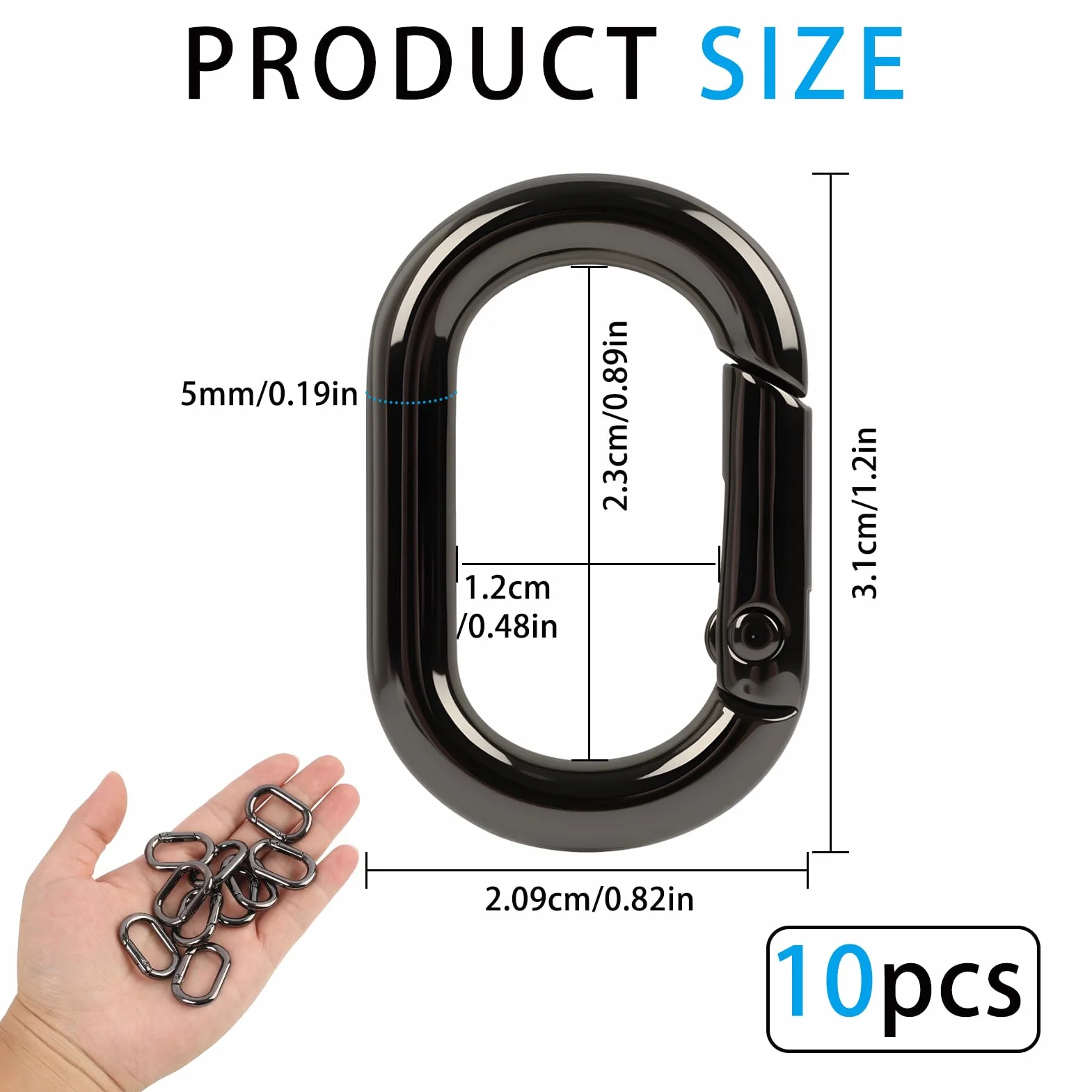 10 PCS Mosquetón,Mosquetones De Aleación De Aluminio Mini Mosquetón Escalada Negro Mosqueton Pequeño para Llavero Ganchos Mochilas Accesorios,De Coche Gancho Y Monedero