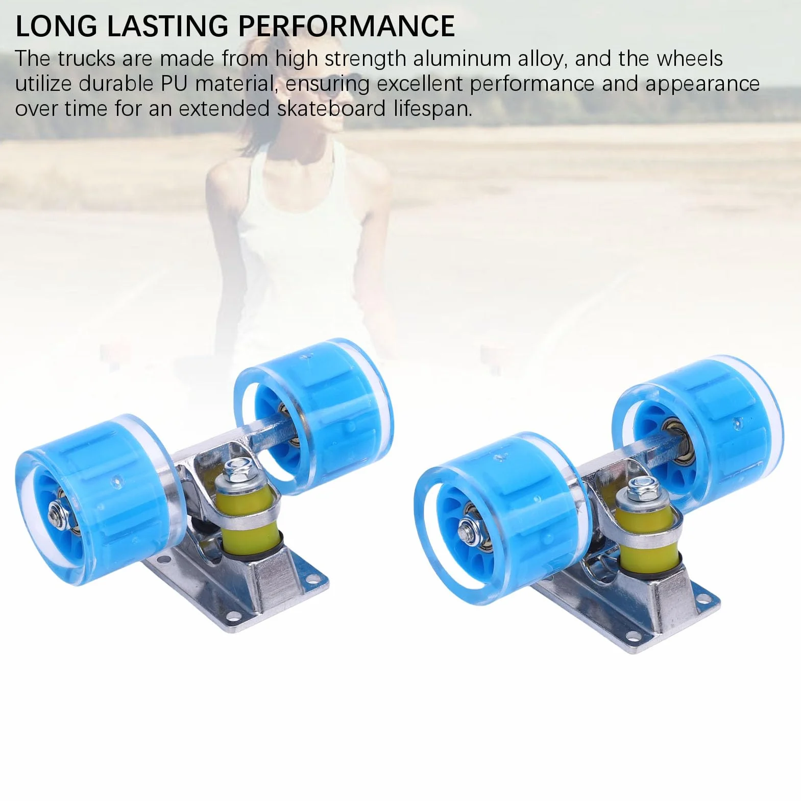 Fockety Juego de Ejes y Ruedas para Patineta Longboard (55 X 45 mm), Juego de Ruedas y Ejes de Aleación de Aluminio, Kit de Hardware Básico para Cruiser