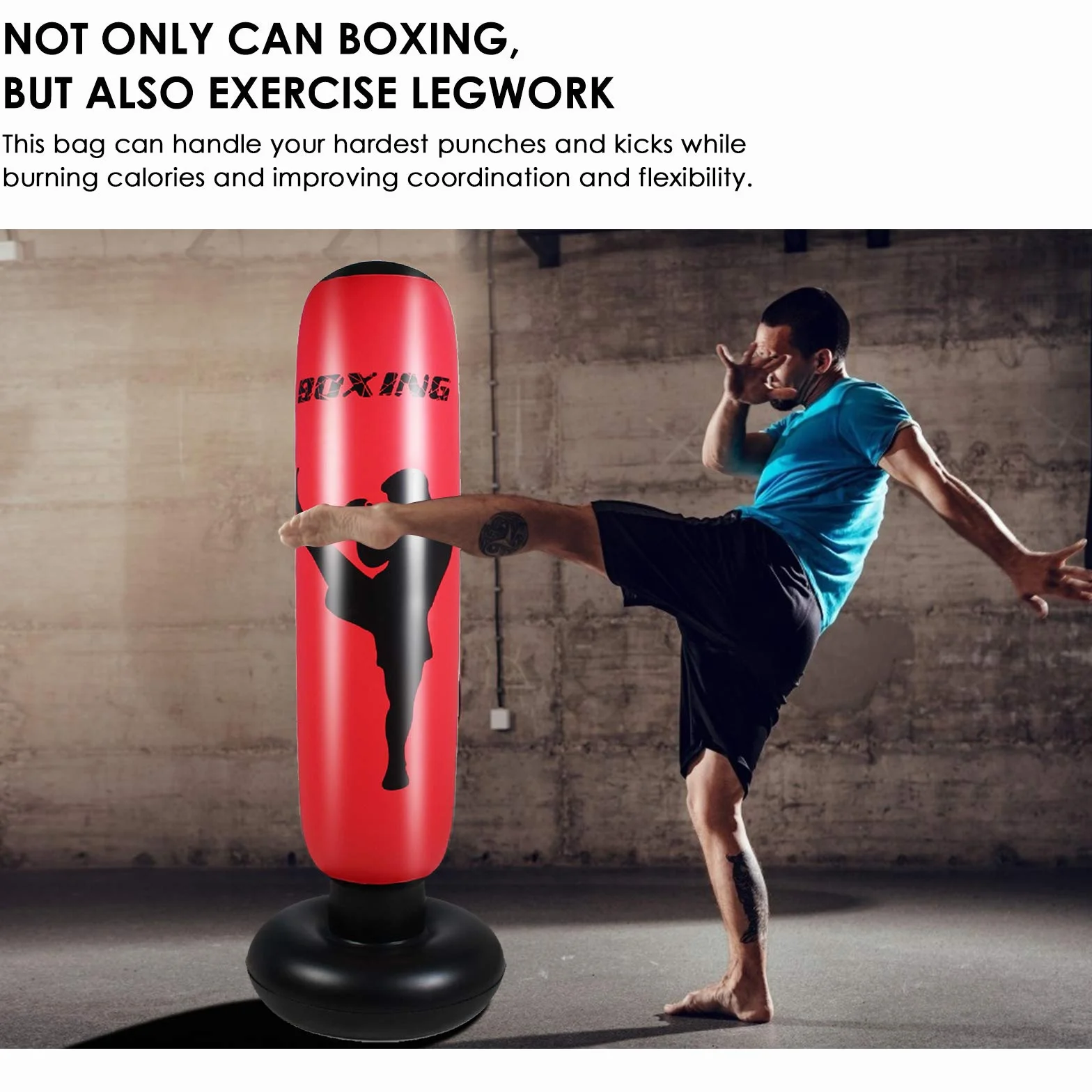 Saco de Boxeo Haokaini 170 cm Inflable de Pie para Fitness y Aliviar el Estrés