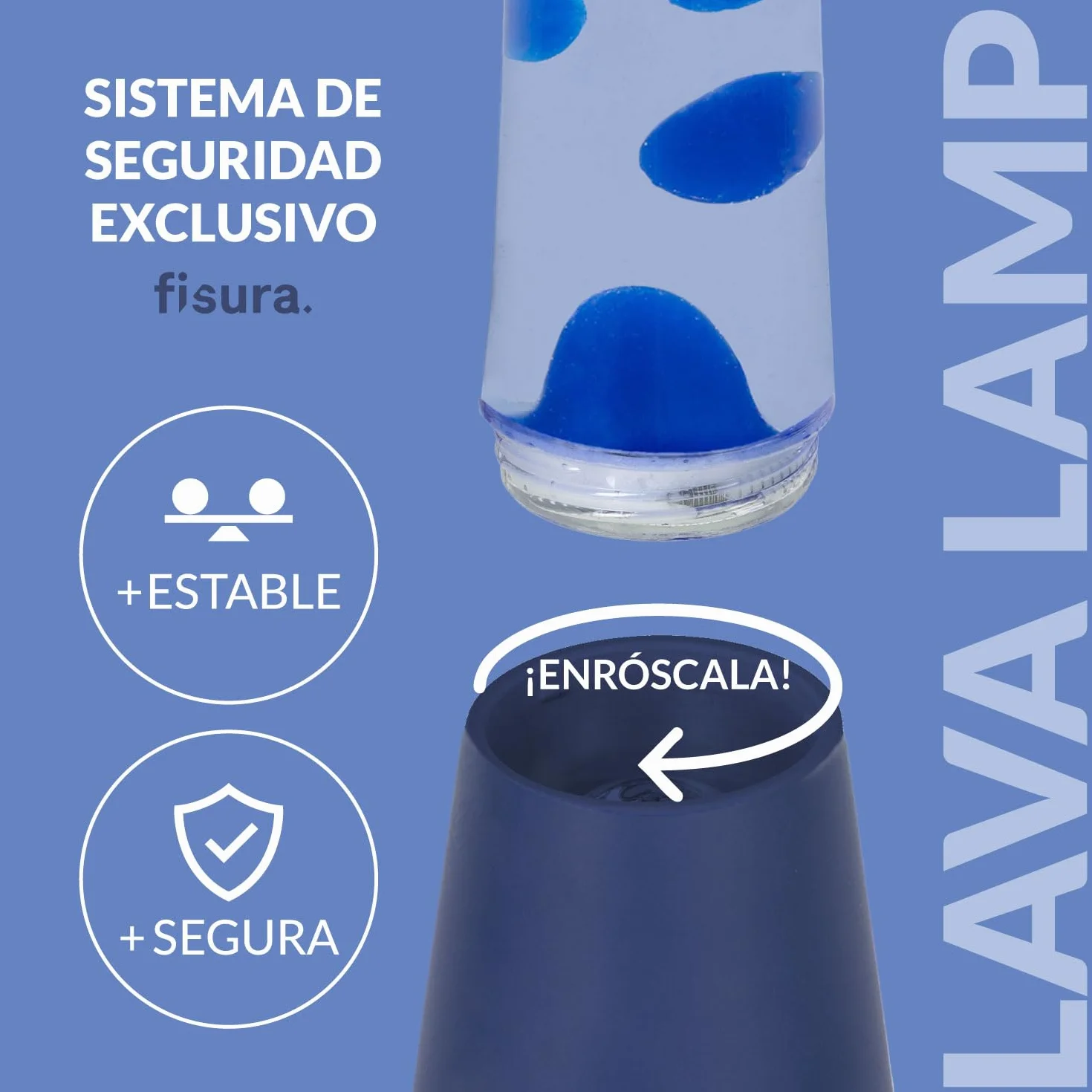 Lámpara de lava azul 11x11x39,5 cm con bombilla de repuesto