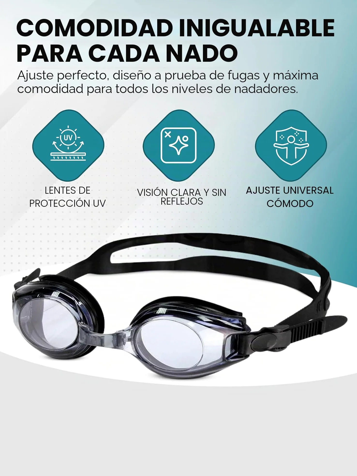 SPORTS WORLD VISION Gafas de natación ópticas | Unisex impermeables Gafas de buceo para adultos dioptrías positivas y negativas | Protección UV antivaho, visión nítida y gran angular | Ajuste cómodo