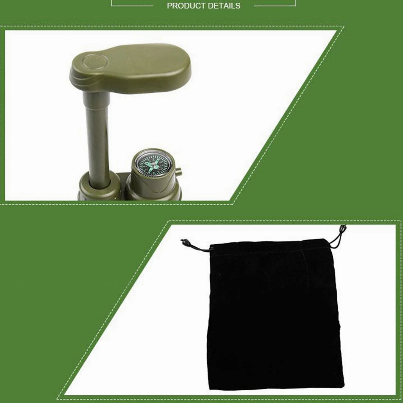 Purificador de Agua Portátil Filtro de Supervivencia para Fuentes Botella con Bolsa de Almacenamiento de Filtración Hueco Diseño