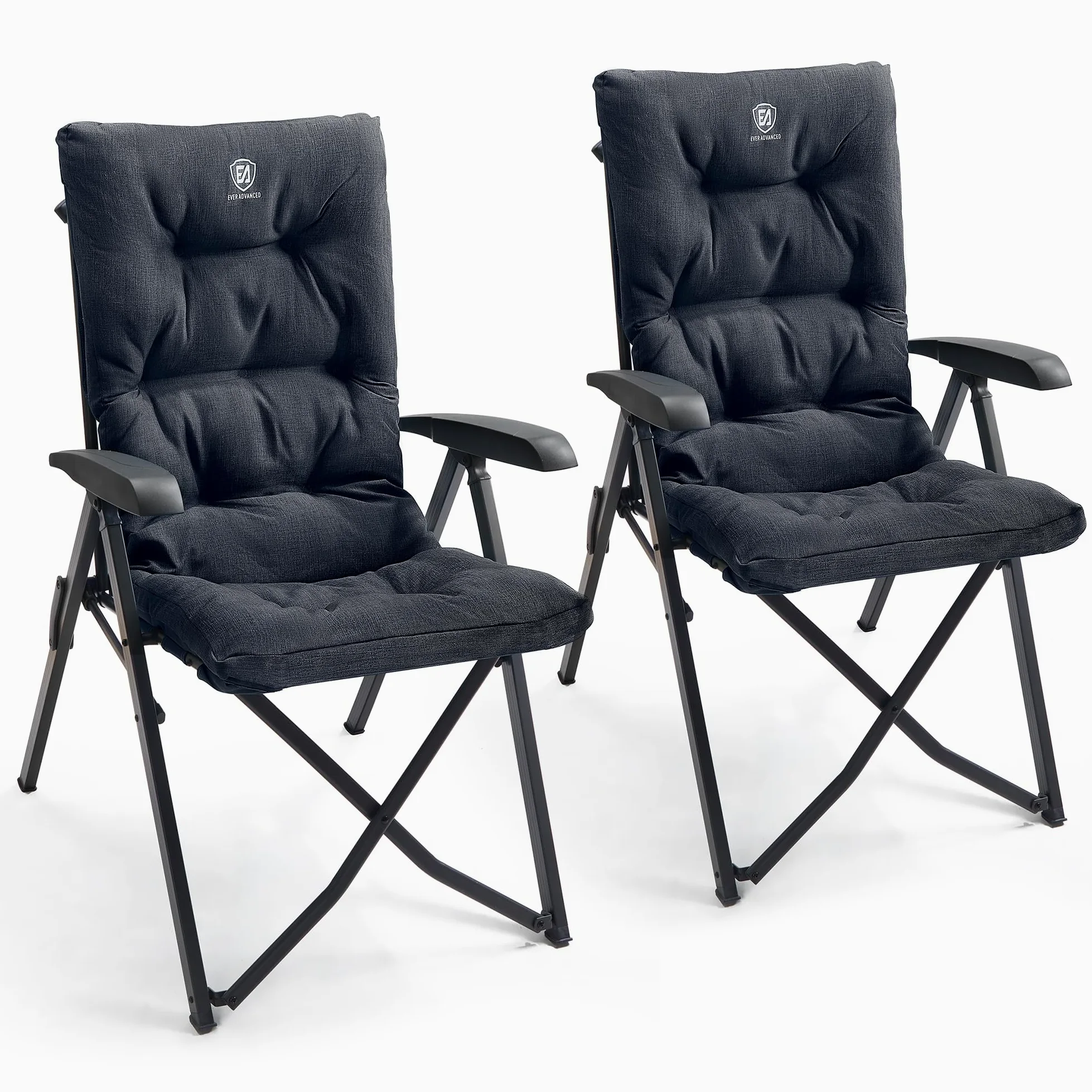 EVER ADVANCED Silla de Camping Plegable de Lujo - Capacidad 150 kg, Respaldo Alto, 4 Posiciones Ajustables - Para Jardín, Pesca, Balcón