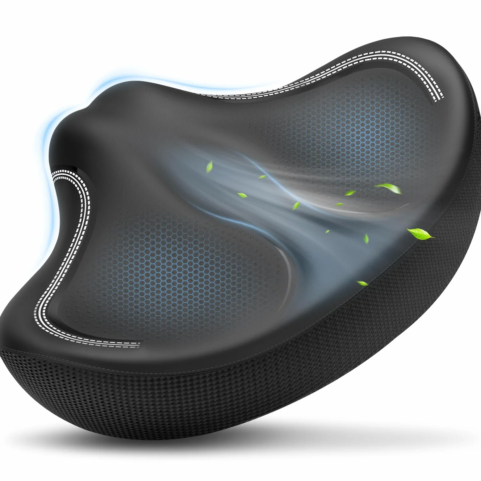 Cojín de asiento de bicicleta de gran tamaño sin nariz, cómodo asiento de bicicleta para hombres y mujeres, sillín de bicicleta extra ancho compatible con Peloton, bicicleta eléctrica