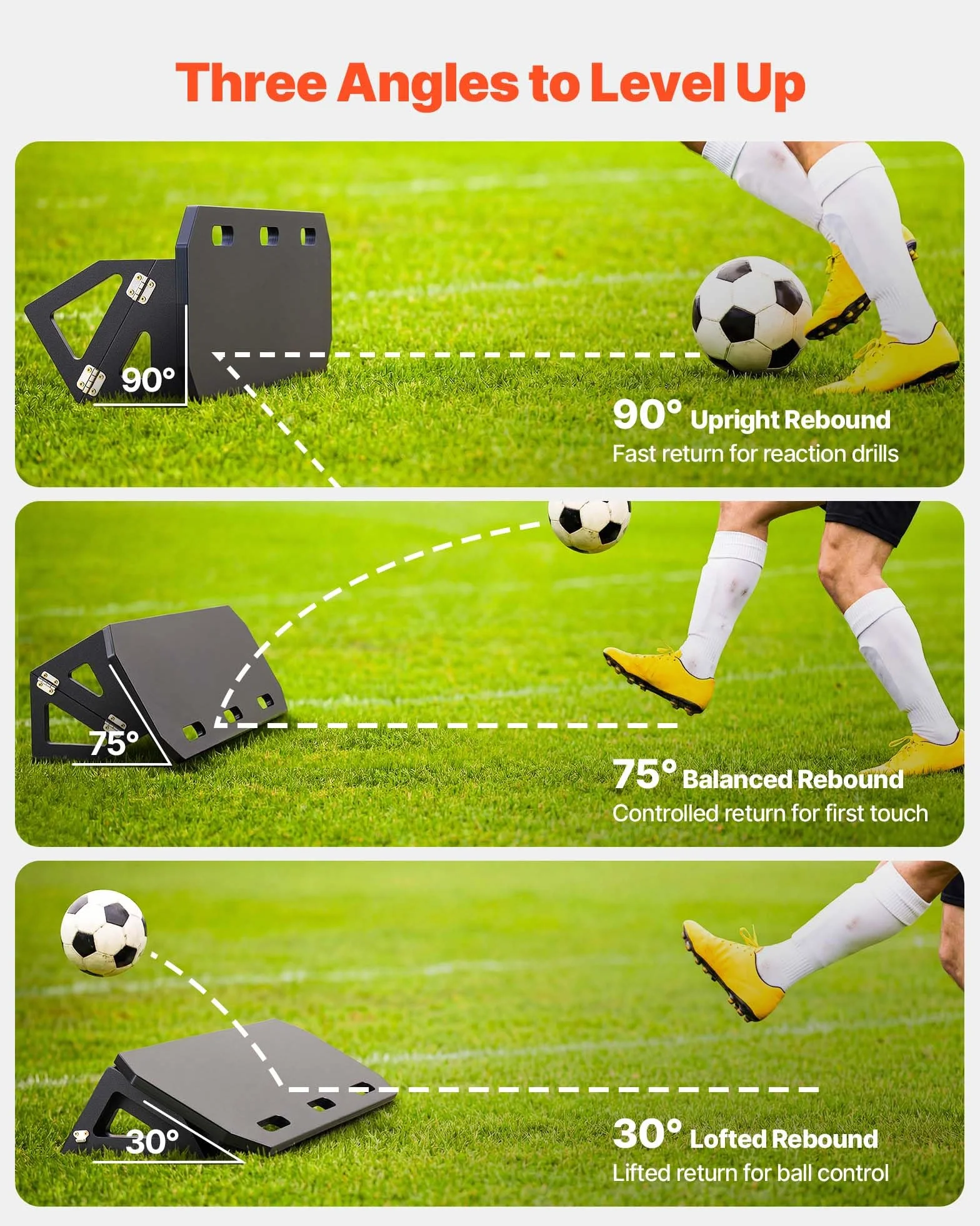 VEVOR Tabla de Rebote de Fútbol Ajustable Multiángulo Portátil Plegable Equipo Entrenamiento