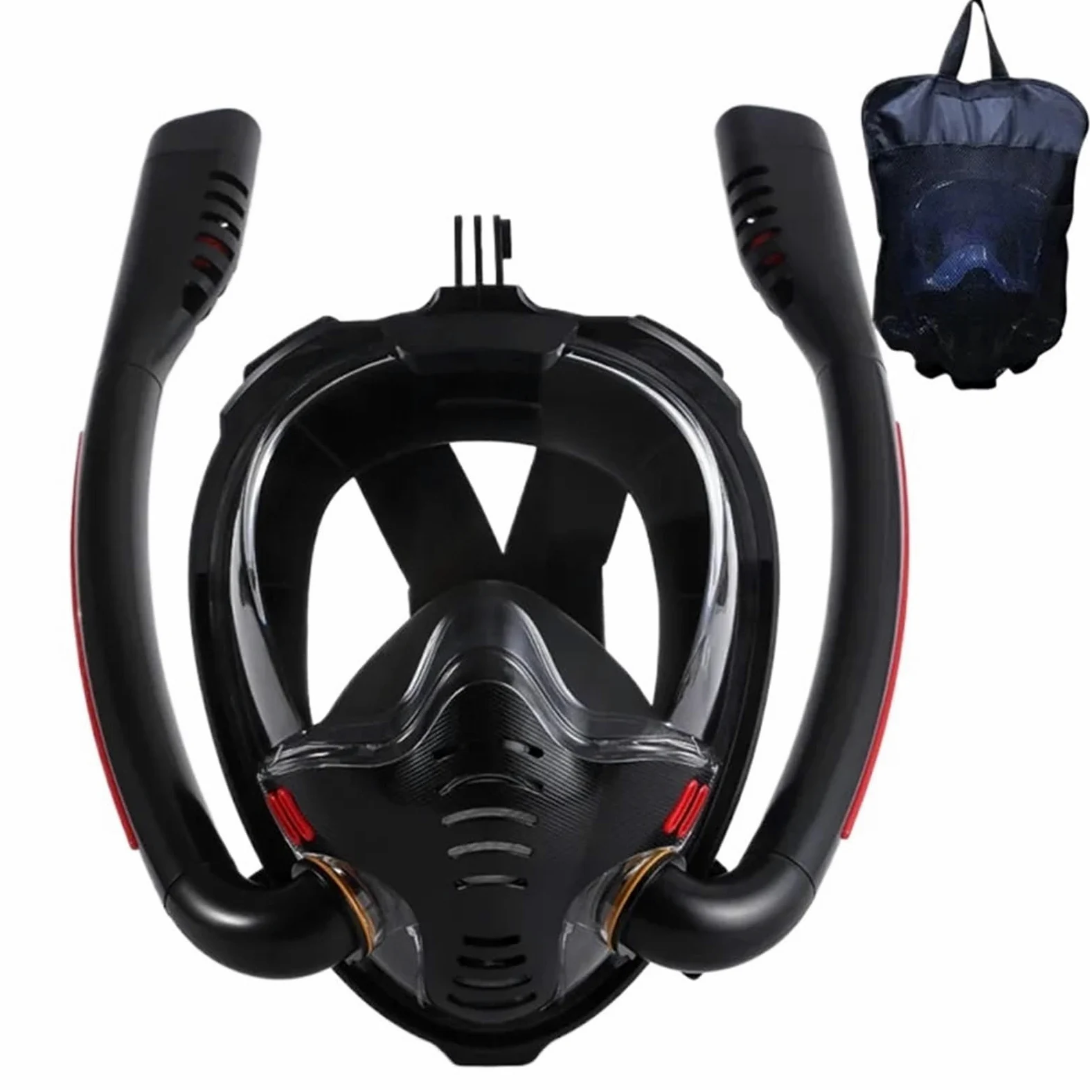 Buceo Máscara de Snorkel Máscara de Snorkel de Doble Tubo de Silicona, máscara de Buceo Completamente Seca, máscara de natación para Adultos, Gafas de Buceo