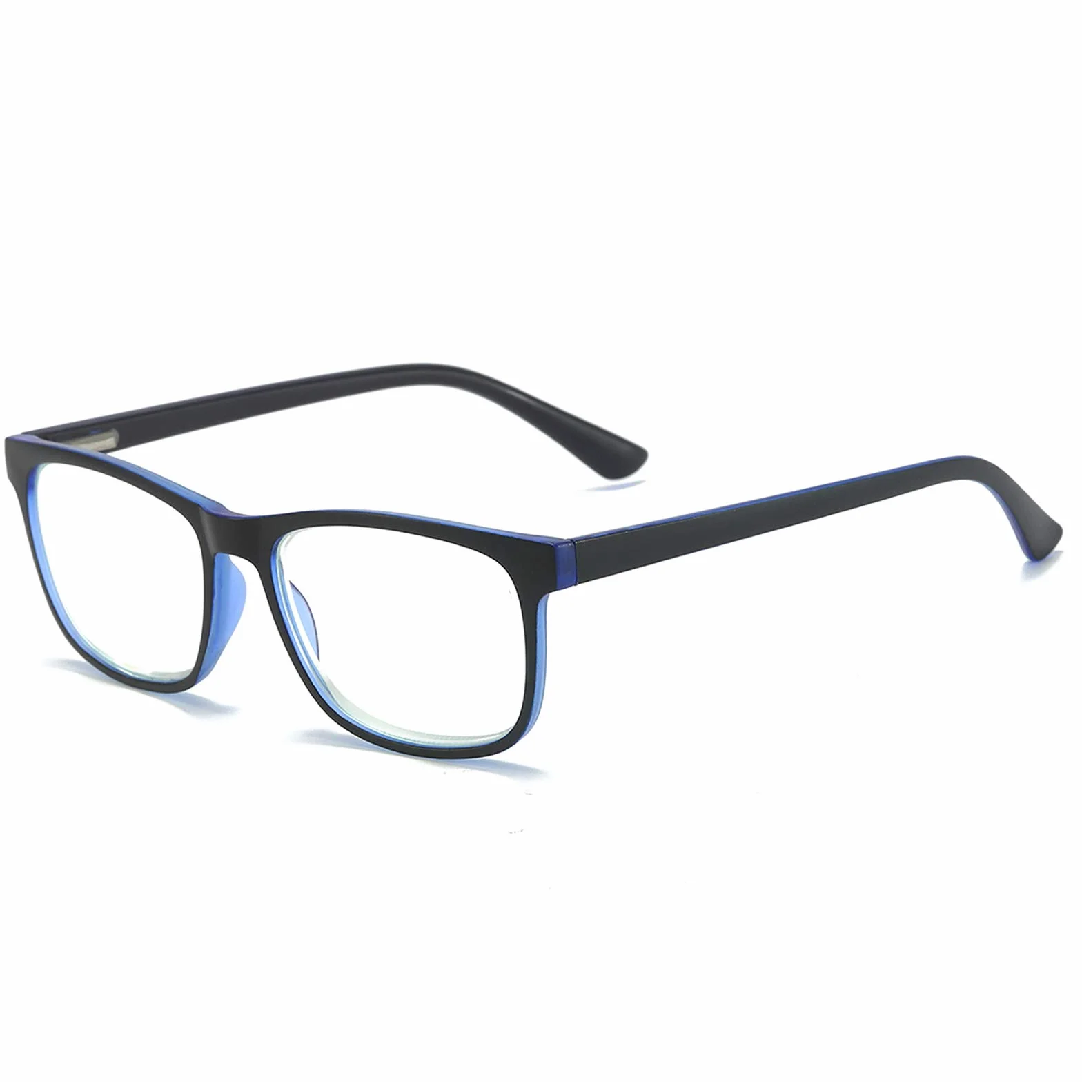 MMOWW Gafas de lectura anti-Blu-ray cuadradas para ordenador con bisagra de resorte antifatiga azul +1.5