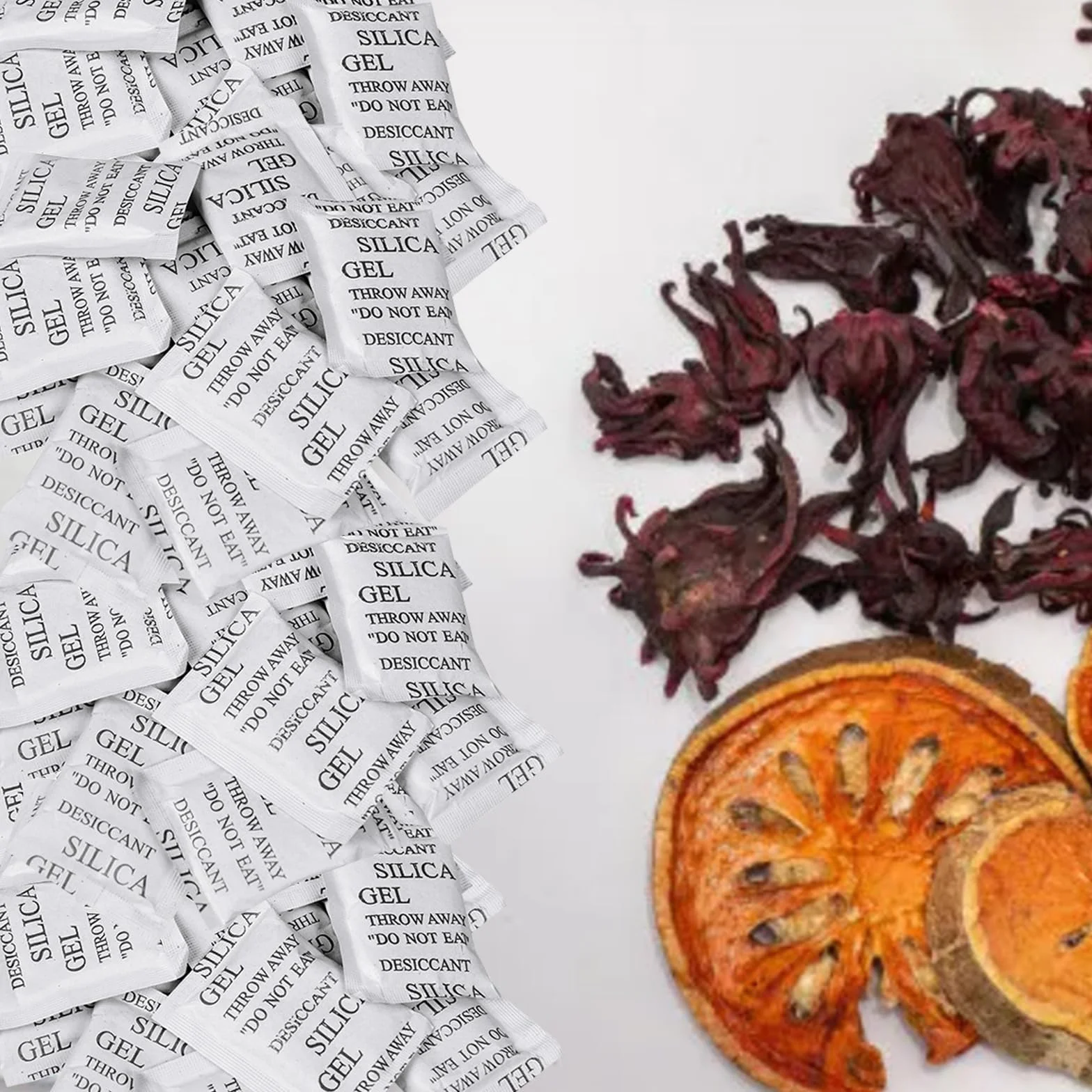 Bolsas de Gel de Sílice 1g, Deshumidificador Desecante Antihumedad para Ropa y Comida