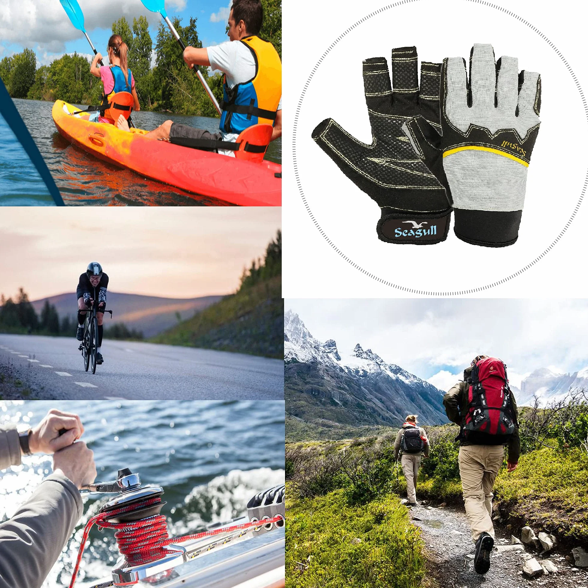 Guantes de navegación – extremo agarre, sin dedos (tamaño mediano)