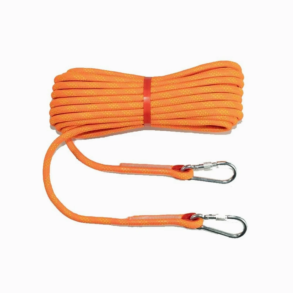 Cuerda Escalada 30M De Seguridad Nylon Cuerdas Rescate con 2 Mosquetón para Usos Al Aire Libre Camping Exterior Montañismo