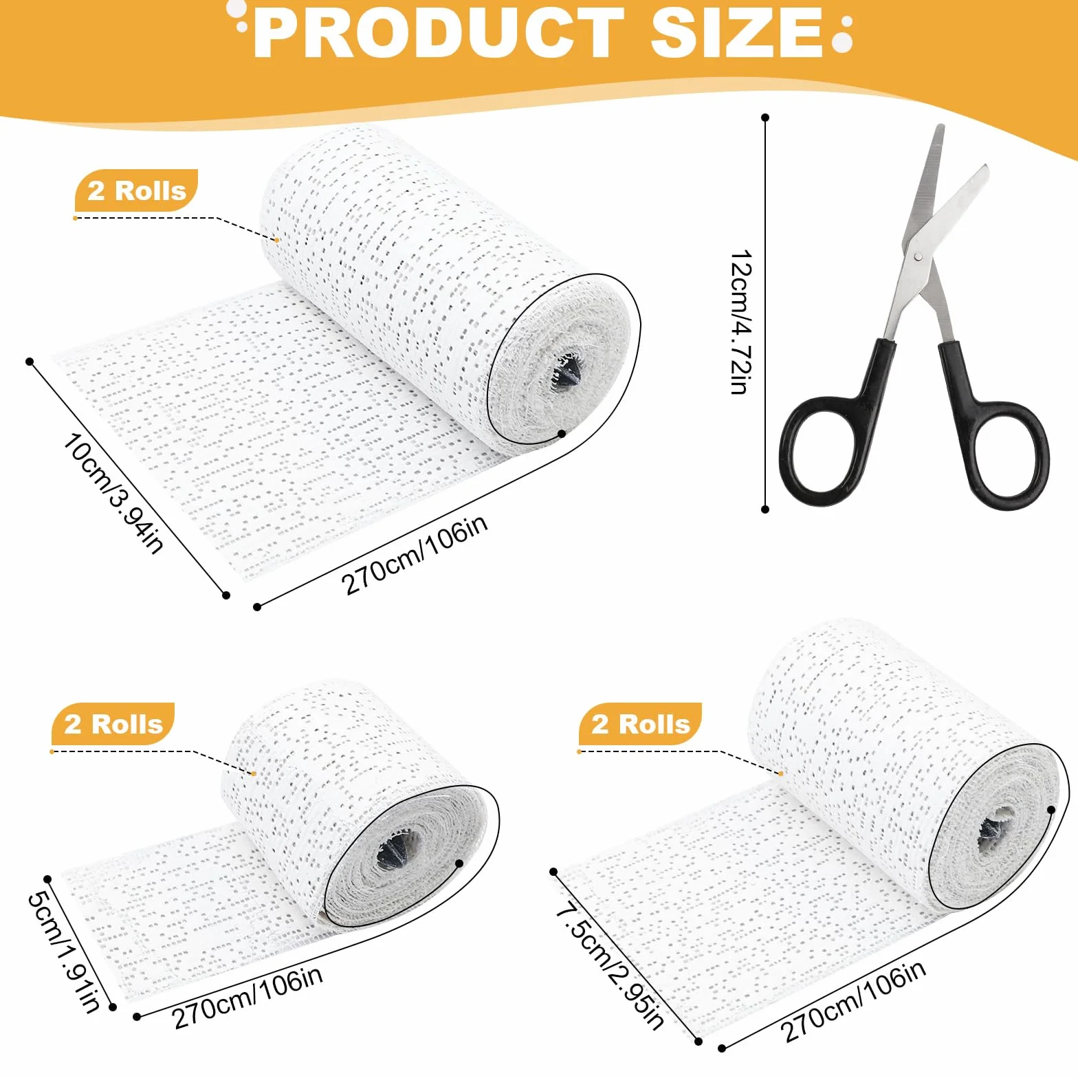 Vendas de Escayola 10cm x 2.7m 6 Rollos Tela de Yeso para Moldes