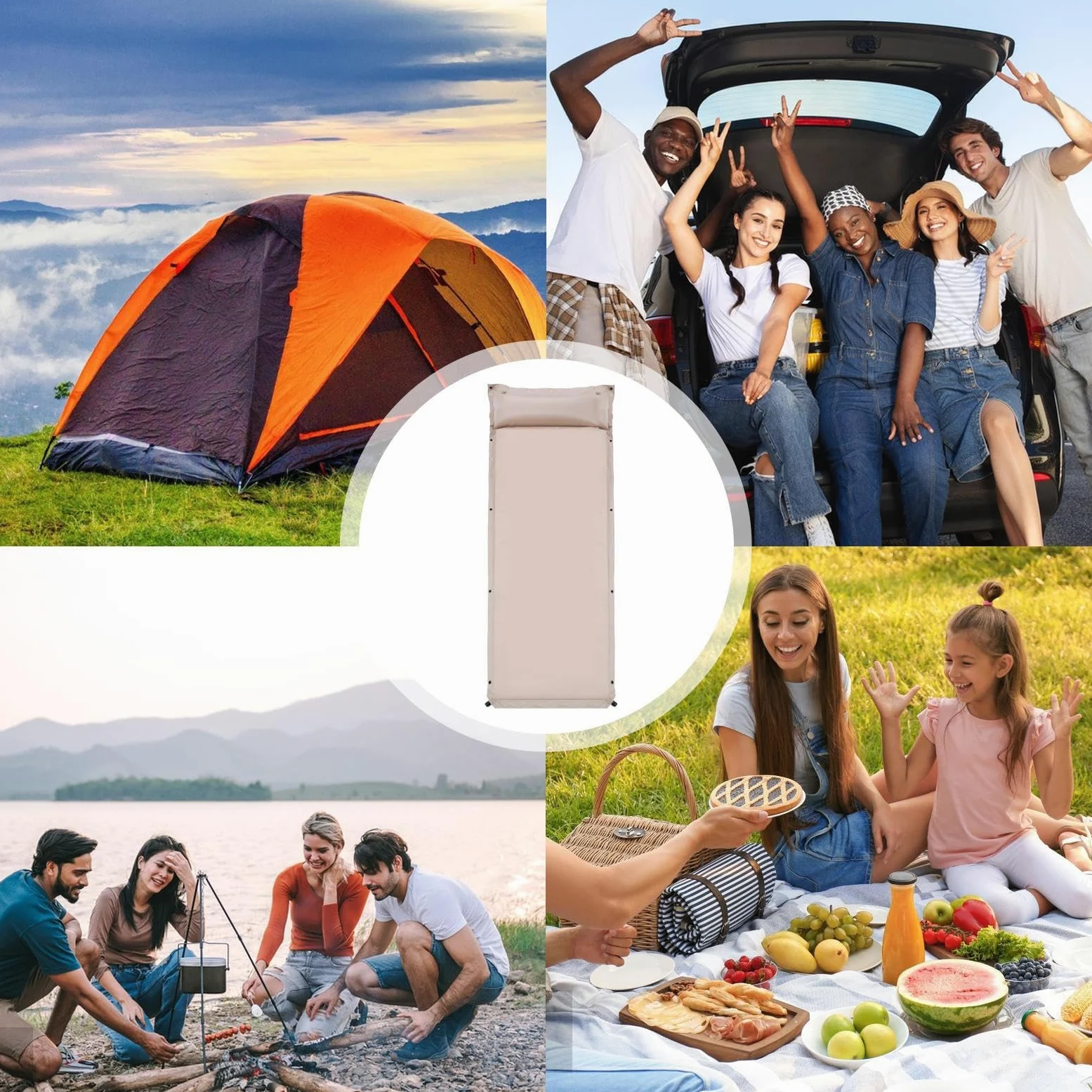 Colchón de Aire Para Acampar Colchoneta de Dormir Inflado Automático Para | Colchoneta de Camping Para Campistas Pescadores Viajeros Playa Picnic Pesca Patio Y Campamento Verano