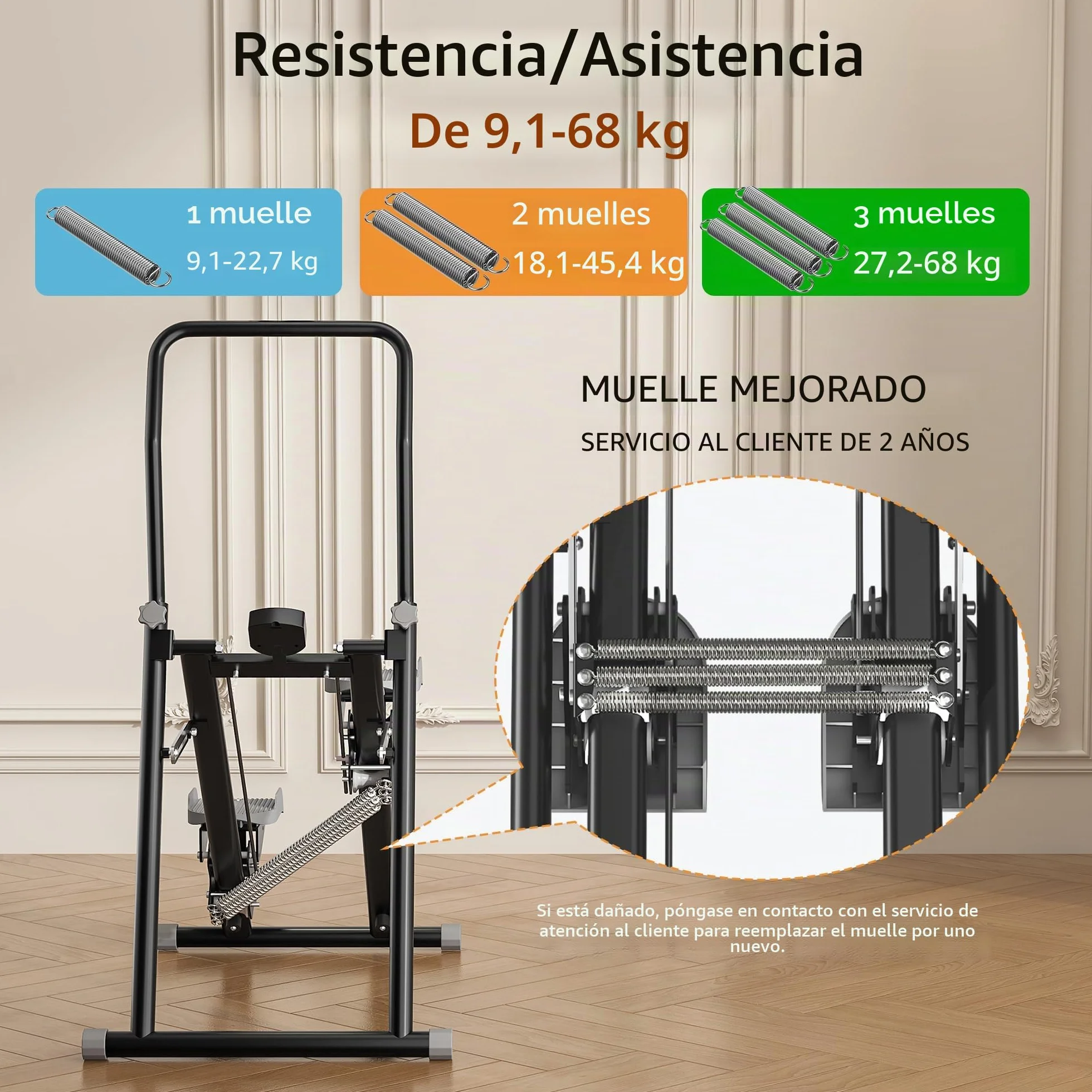 MOMODA Escalera escaladora Vertical Plegable Ajustable para Gimnasio en casa, Entrenamiento de Cuerpo Completo