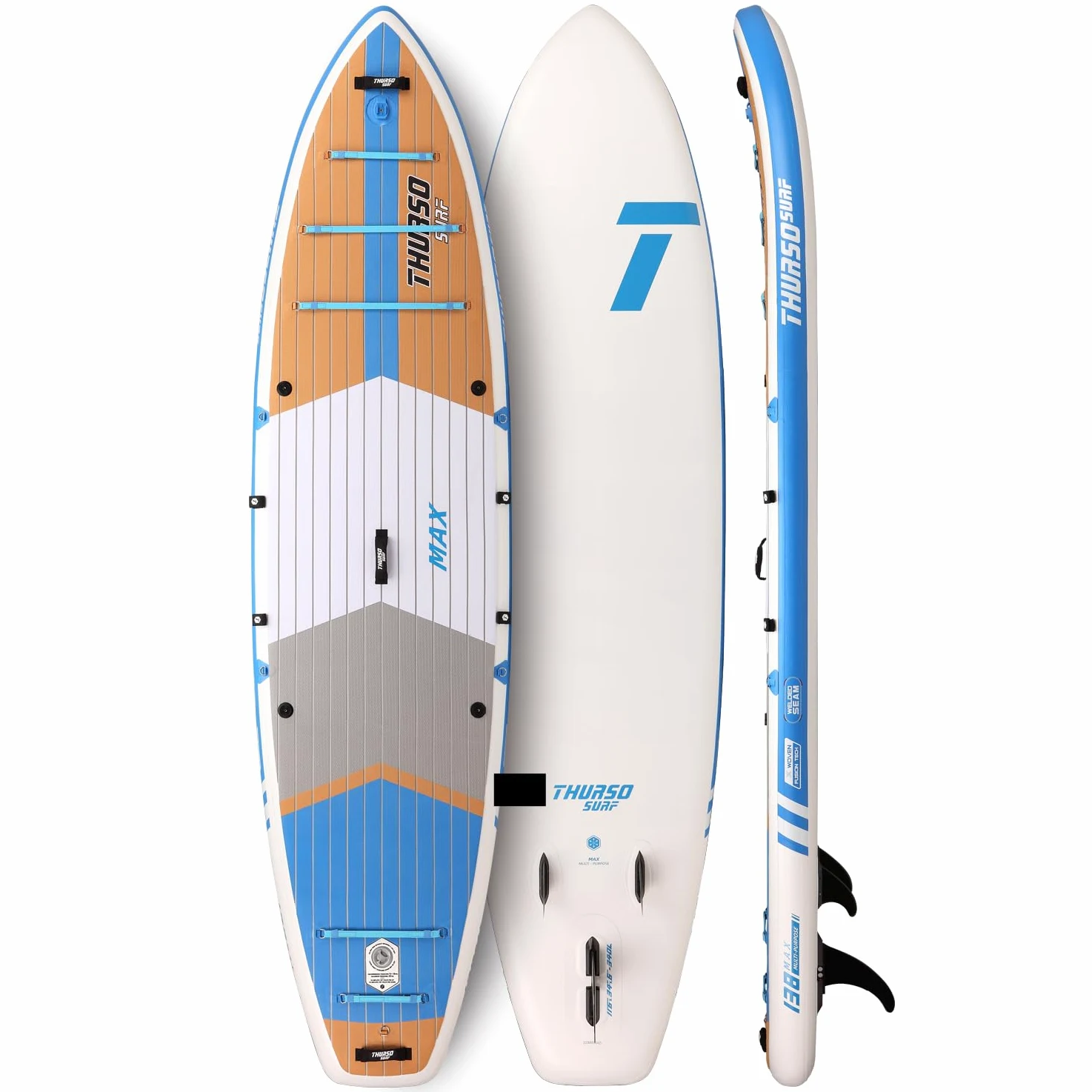 THURSO SURF Max - Tabla de remo inflable multiusos de 11 pies, 6 unidades, para pescar, familia/mascotas, SUP | Costuras tejidas | PVC de fusión | riel soldado | ligera y rígida
