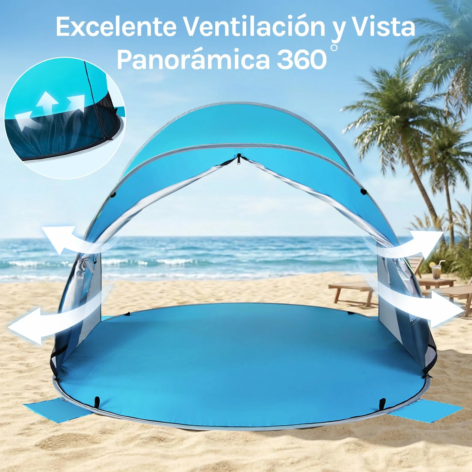 Wolfwise Tienda de Playa UPF 50+ Plegable para 2-7 Personas con Sombrilla Deportiva
