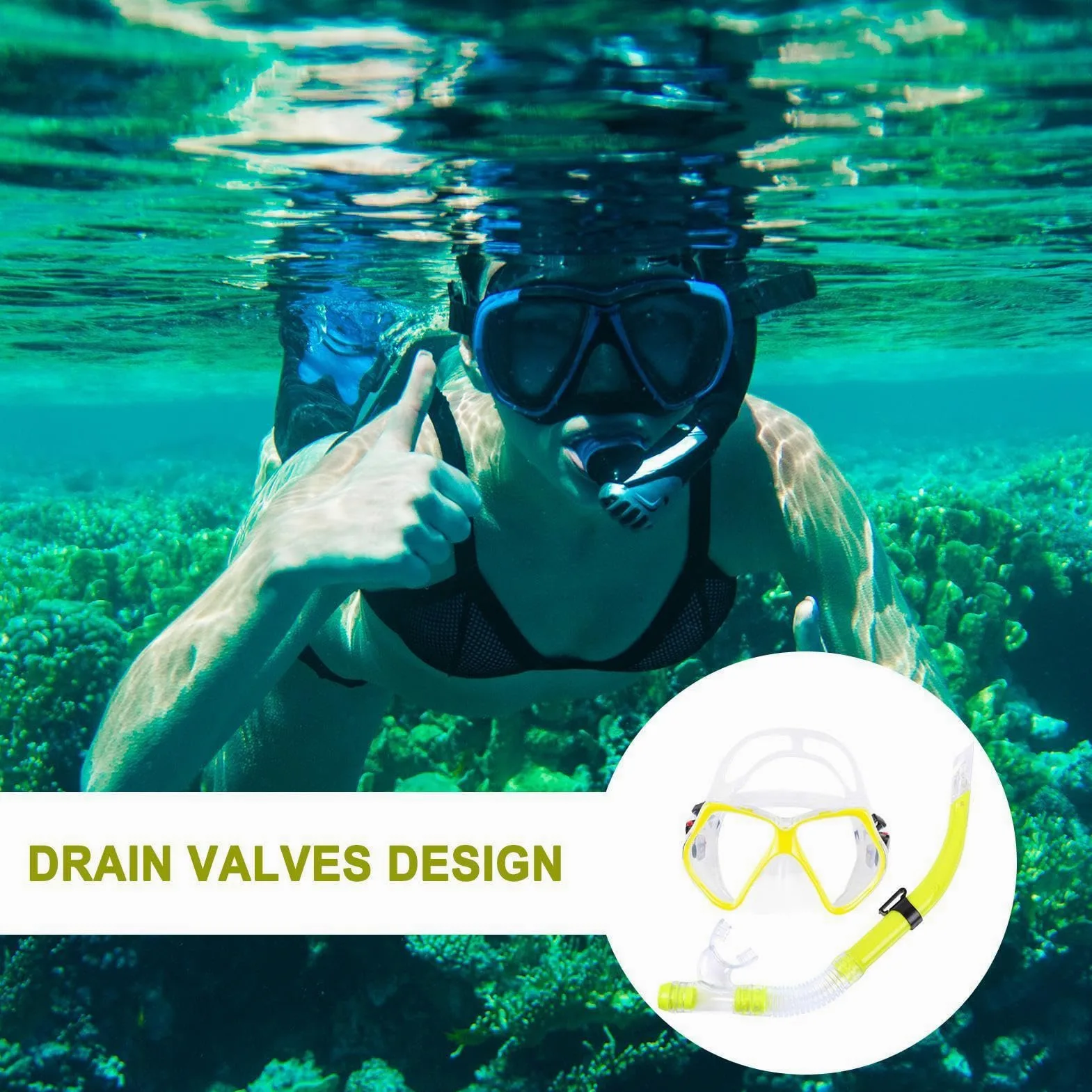Set Snorkel para Niños Ajustable Antifugas Visión Panorámica | Gafas snorkel y equipo natación viaje Para Hombres, Mujeres, Jóvenes, Niños, Viajes al Aire Libre, Playa, Mar, Verano, y