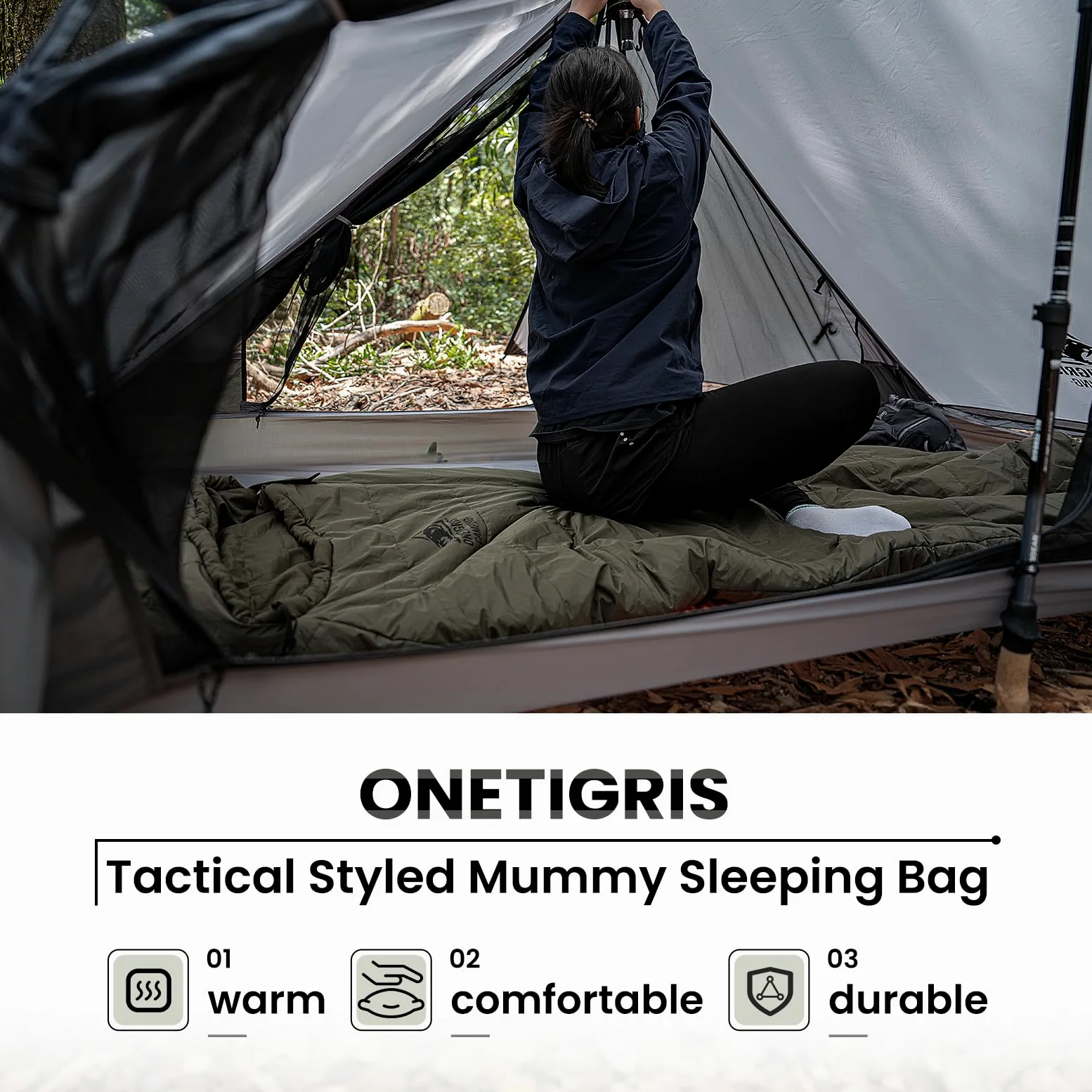 OneTigris Sacos de Dormir de Bushcrafter Tela de Pongee, Unisex, OD Verde, 6.8ft2.7ft/210cm84cm