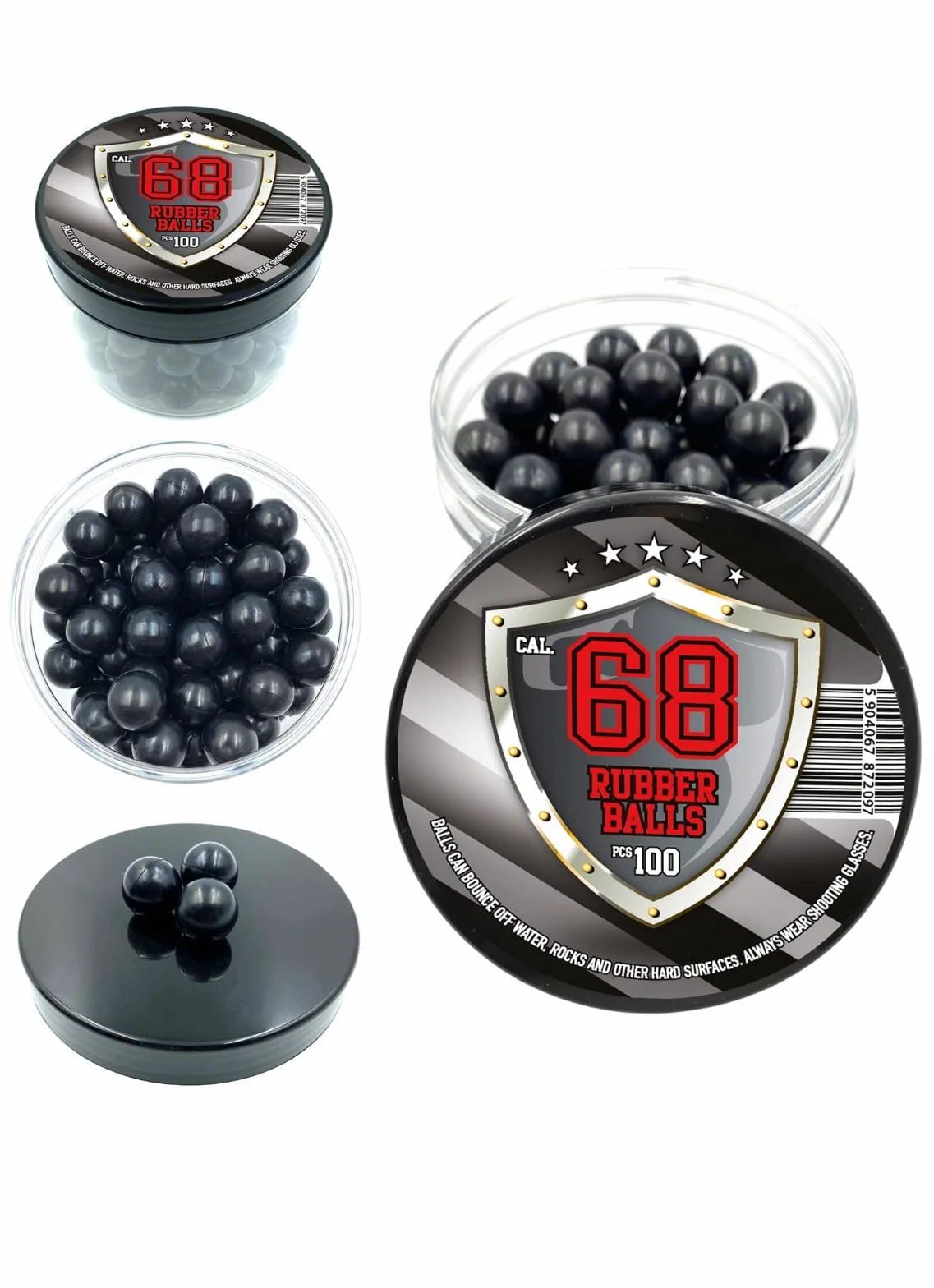 Bolas de Gomma Maciza Ram Paintball .68 Caliber 100x Rubberballs for HDS HDR 68 T4E Training Defense