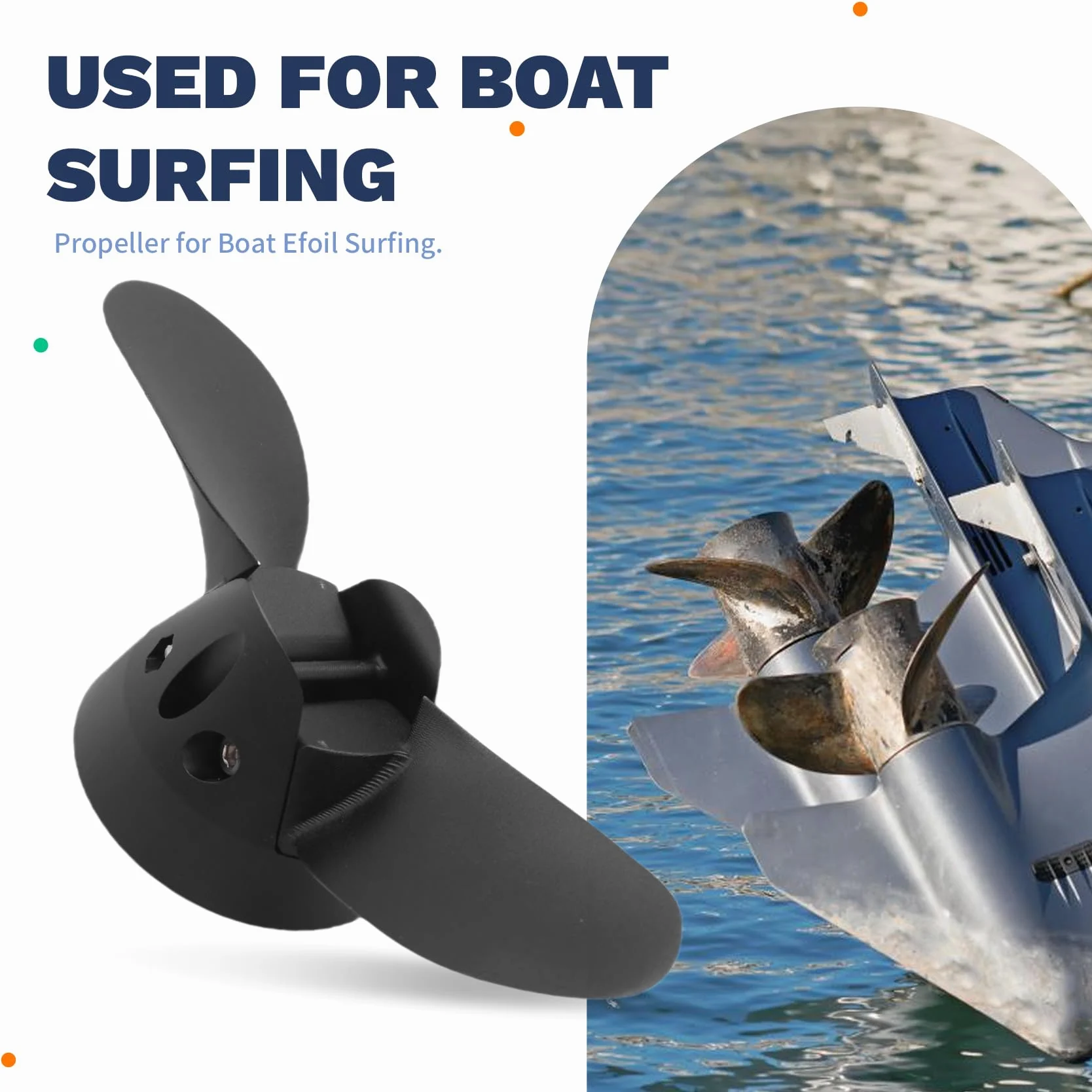 Hélice Plegable de 2 Palas de 4,8 Pulgadas, Hélices para, Motor Eléctrico, Hélice Fueraborda para, Efoil Surfing