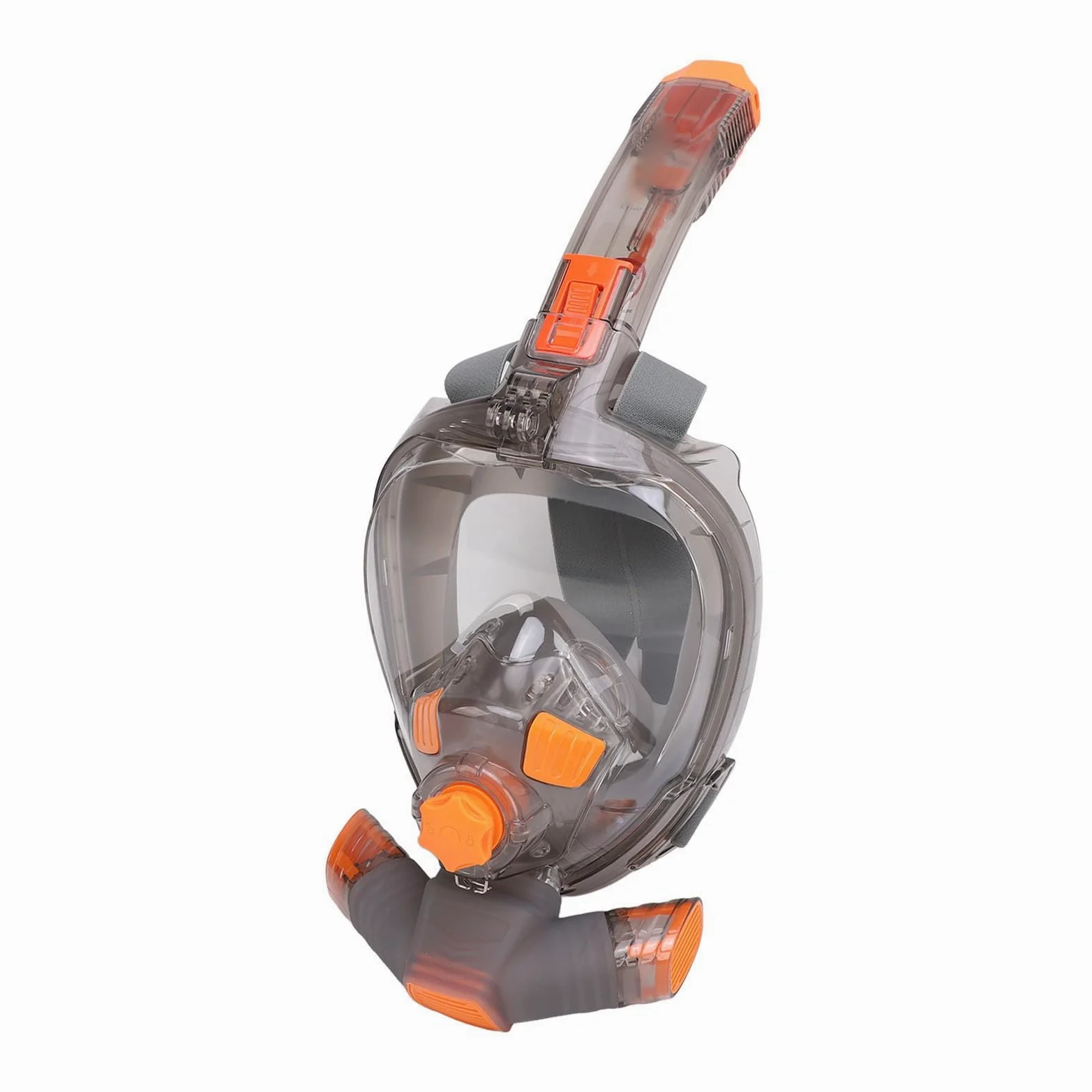 Cryfokt Gafas de Snorkel de Cara Completa Vista Panorámica de 180 Grados Anti Niebla Naranja Gris para Aventura de Snorkel