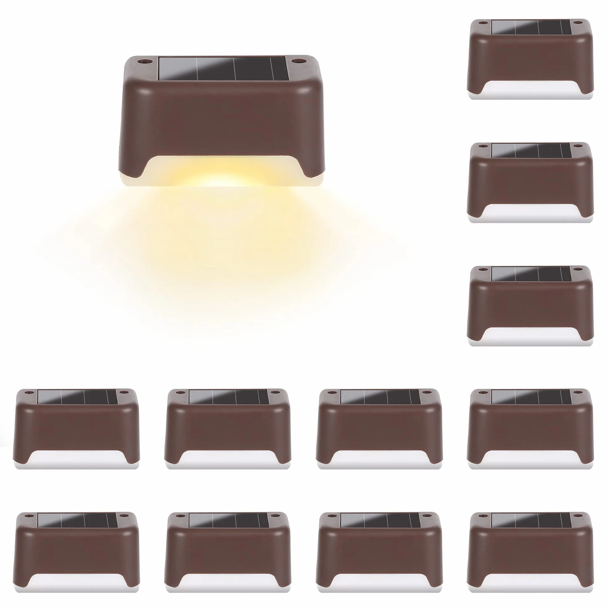Solpex Luces solares para cubierta, paquete de 12, impermeables para valla, escaleras, escalón, cerca, patio, camino (blanco cálido)